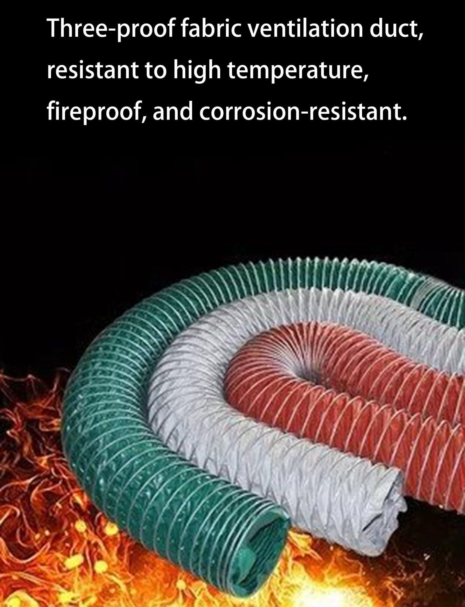 Kit di ventilazione industriale, condotto in tela resistente da 4 m con filo di acciaio, isolato e ignifugo per HVAC, soffiatore multiuso, sfiato asciugatrice