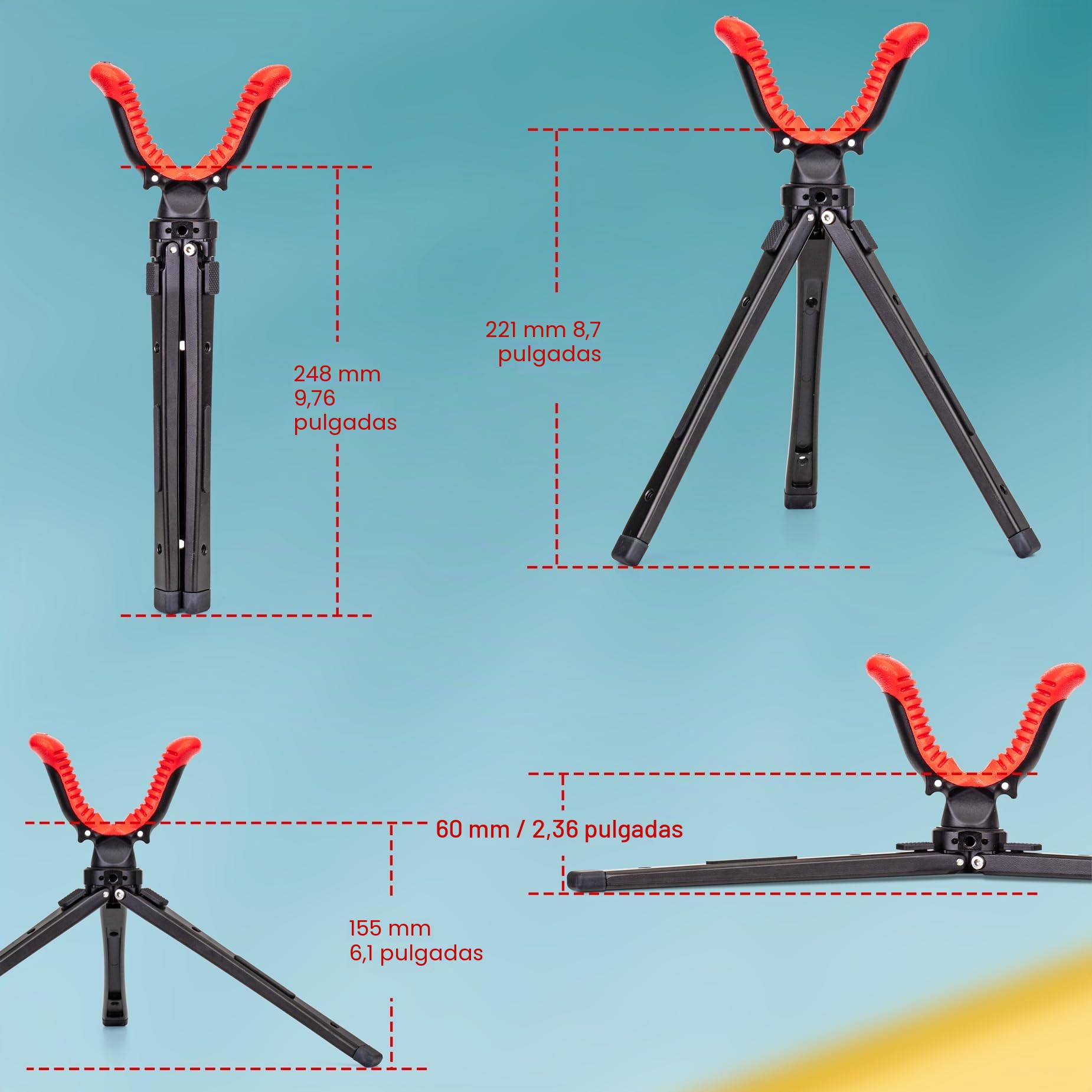 Zeadio Soporte de trípode de aleación de aluminio, altura ajustable, soporte portátil con rotación de 360 grados en V para actividades al aire libre, T29