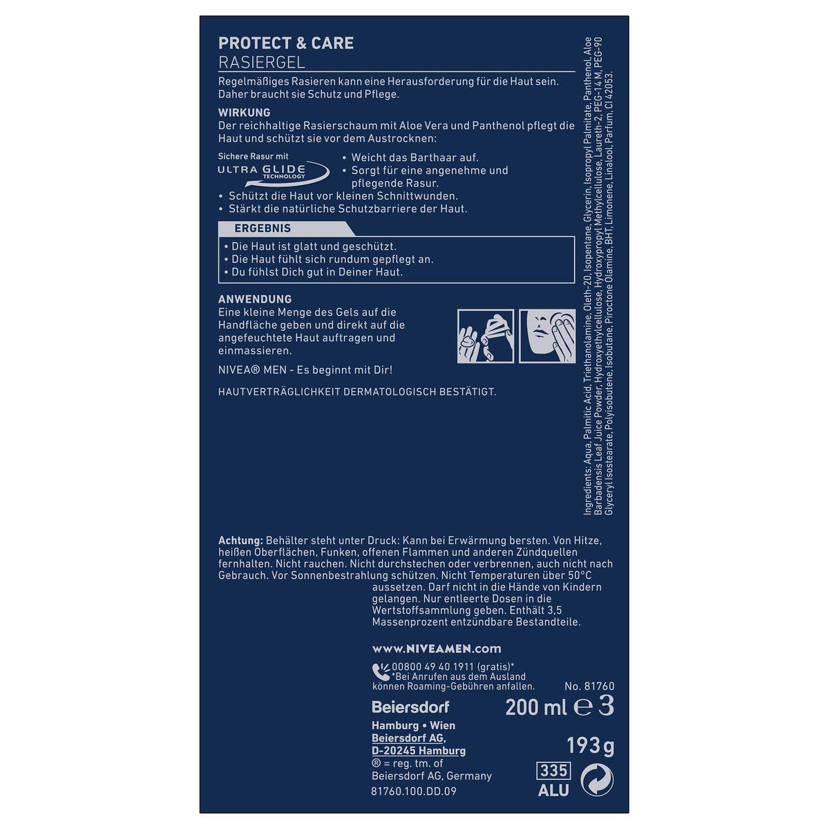 NIVEA MEN Protect & Care Rasiergel im 6er Pack (6 x 200 ml), Schutz und Pflege für eine sanfte Rasur, hautschonendes Rasiergel für Herren