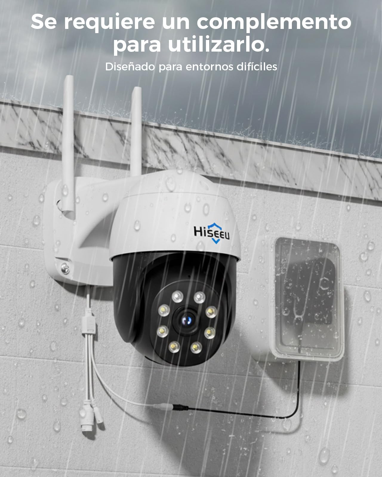 Hiseeu 4K 8MP Cámara de Seguridad Exterior, PTZ WiFi Seguimiento Automático, Visión Nocturna a Color, Zoom Digital, Vigilancia 360°
