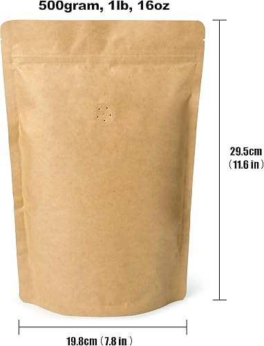 Miniatura 10 de 8.82 oz 8oz 12lb Papel Kraft Stand Up Zipper Bolsas Bolsas de Café Bolsas de Café Bolsas de Café con Válvula (Paquete de 50)