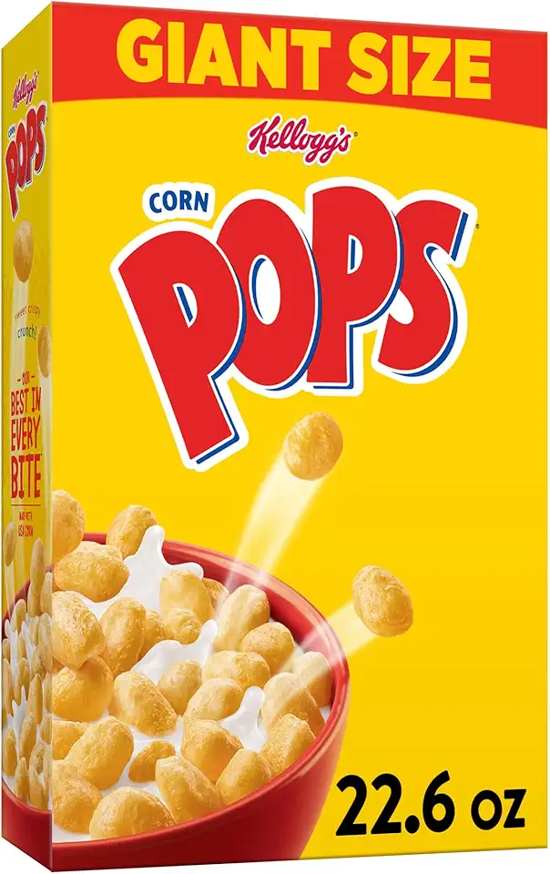 Kellogg's Corn Pops Breakfast Cereal, 8 Vitamins and Minerals, Kids Snacks, Giant Size, Original, 22.6oz Box (1 Box)