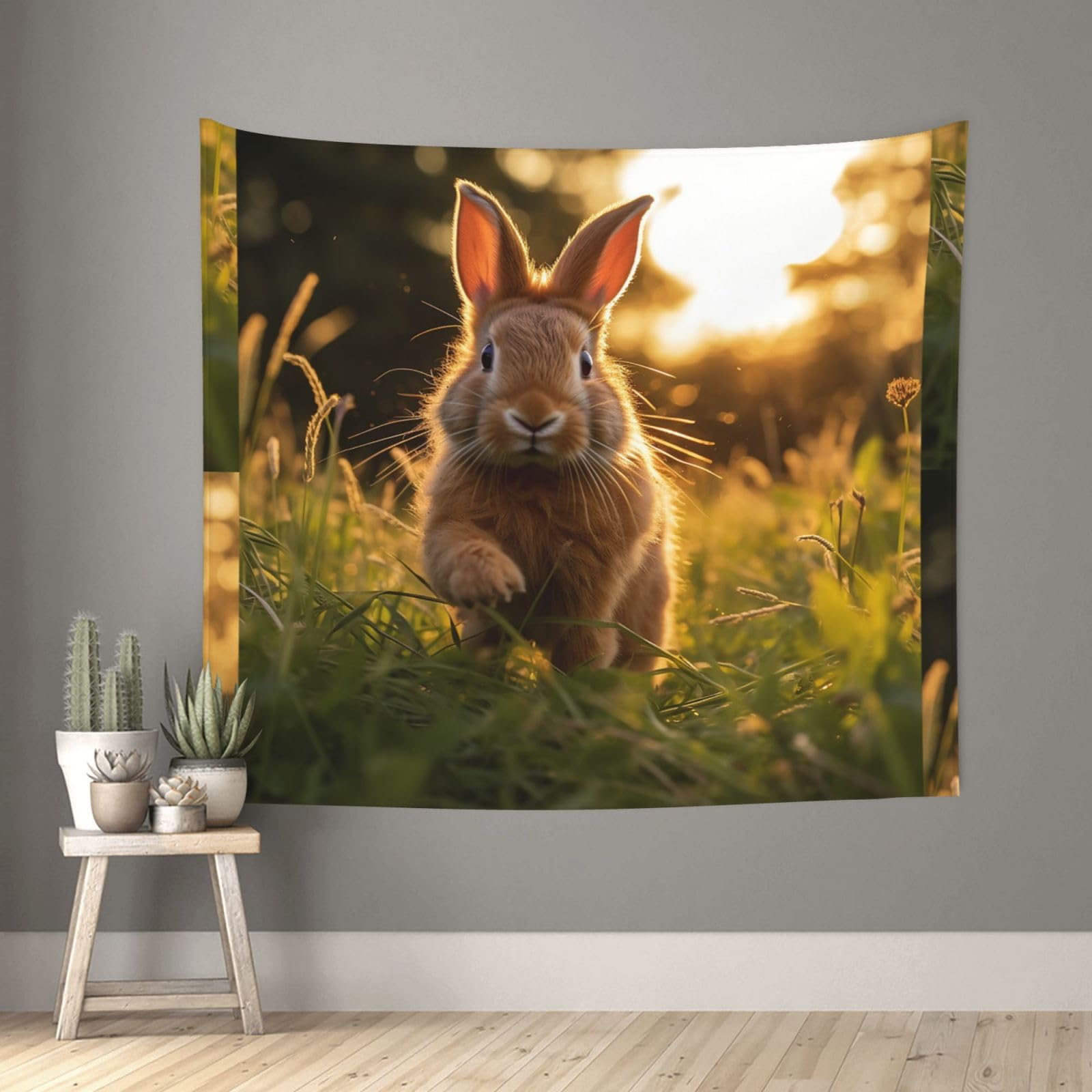 QMKFWT Living Room 60x51 InchA Rabbit Tapestry Backdrop Wall Hanging Flag Indoor Outdoor Wall Art Tapestries Wall Decor Blanket Beach Throws Funny Banner Poster for Dorm, Bedroom