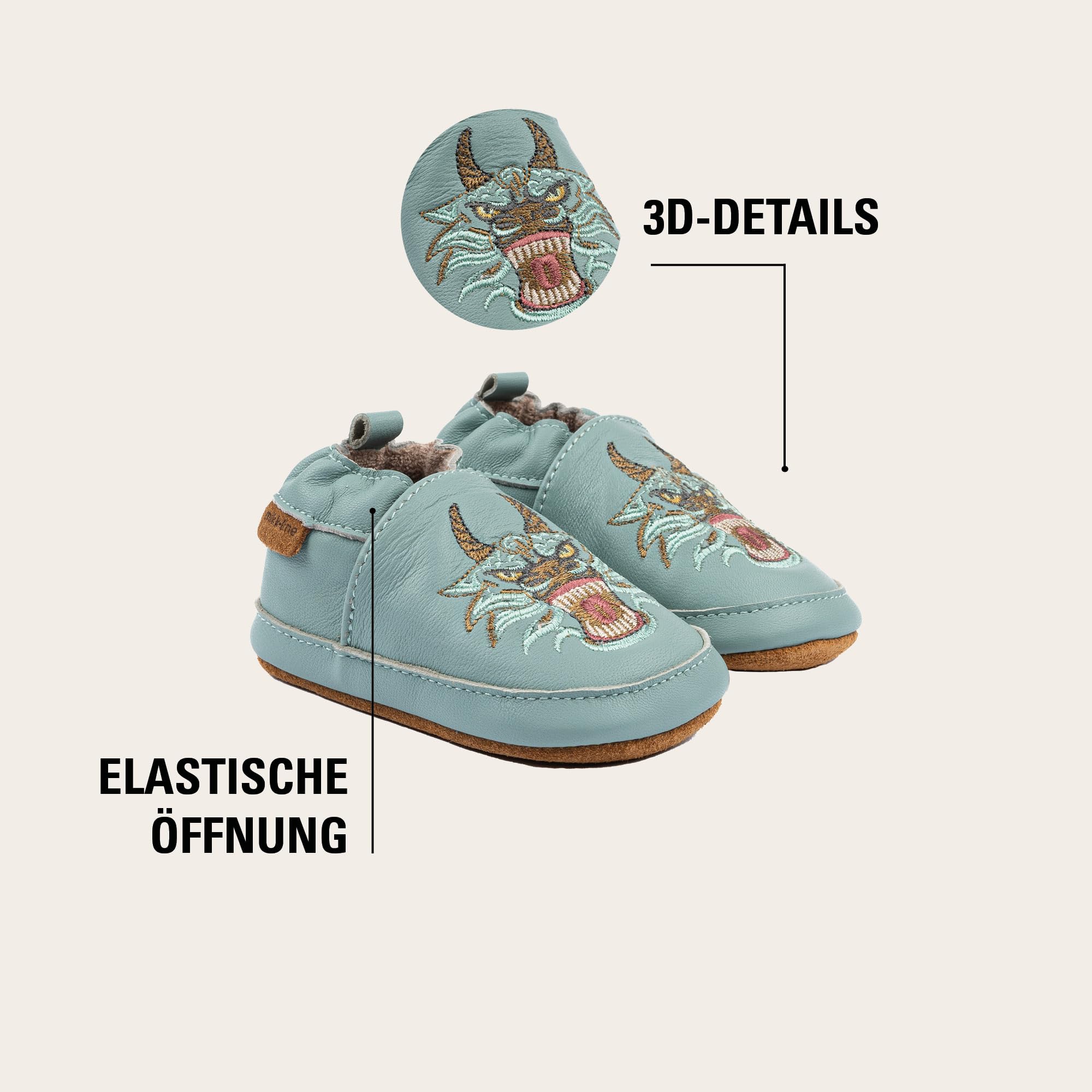 Mikk-line Zapatos de bebé para gatear – Zapatos de piel suave con suela de ante antideslizante – Pantuflas estampadas con estampado animal y forro de lino para niños y niñas – Perfecto para 0 – 48