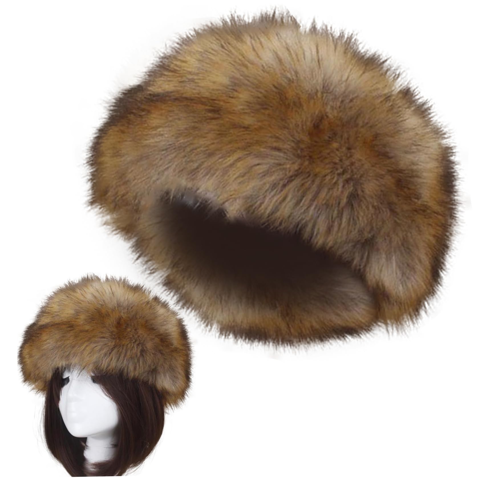 NIDONE Sombrero de Piel sintéxu Grueso Tibia sin Top sin Diadema de Pieles con la Banda de Moda de la Oreja de Moda elástica Sombreros de Pieles de Invierno Lavables para Mujeres