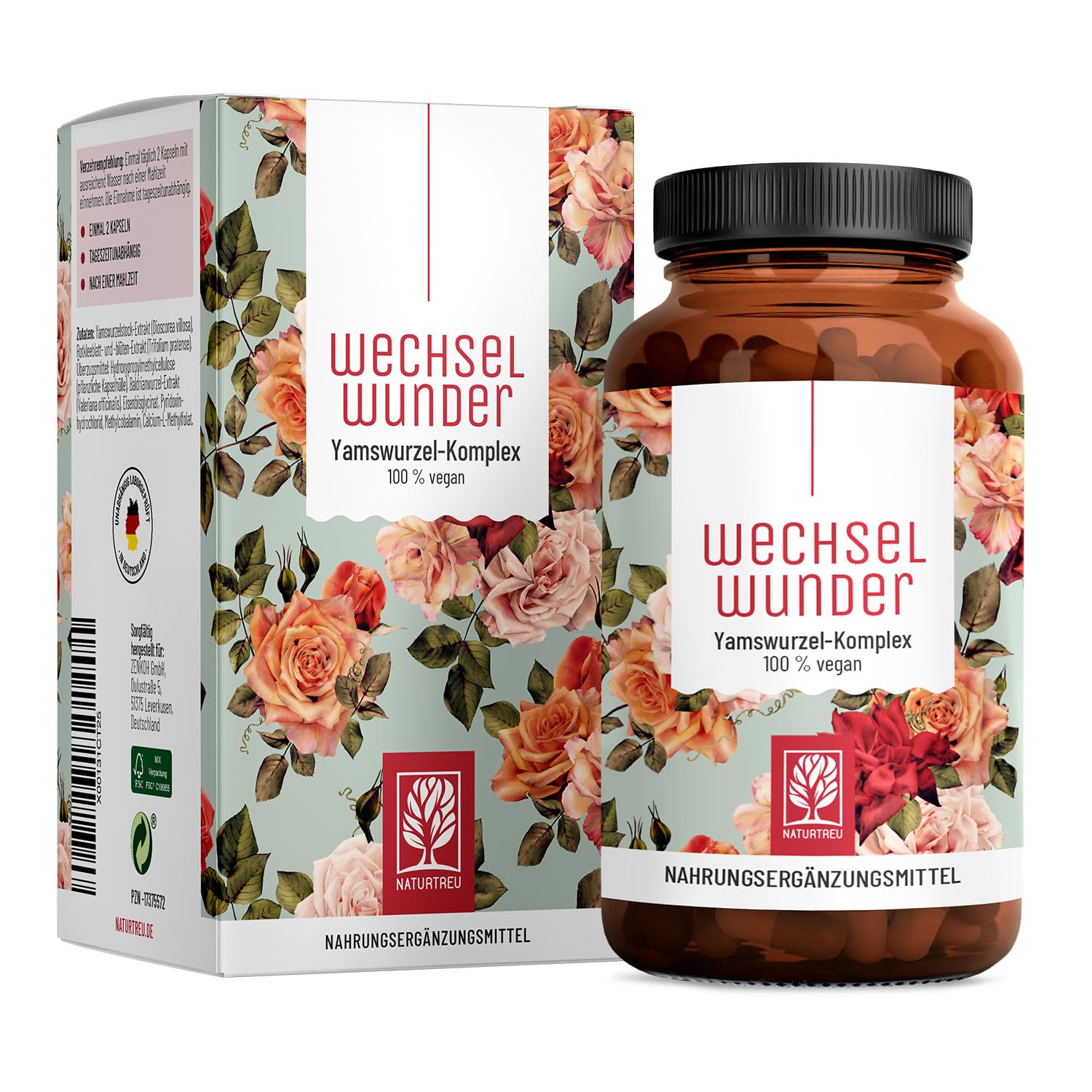 WECHSELWUNDER Meno Balance – Hochdosierter Wechseljahre-Komplex mit Yamswurzel, Rotklee, Baldrian und B-Vitaminen (vegan) – 90 Kapseln