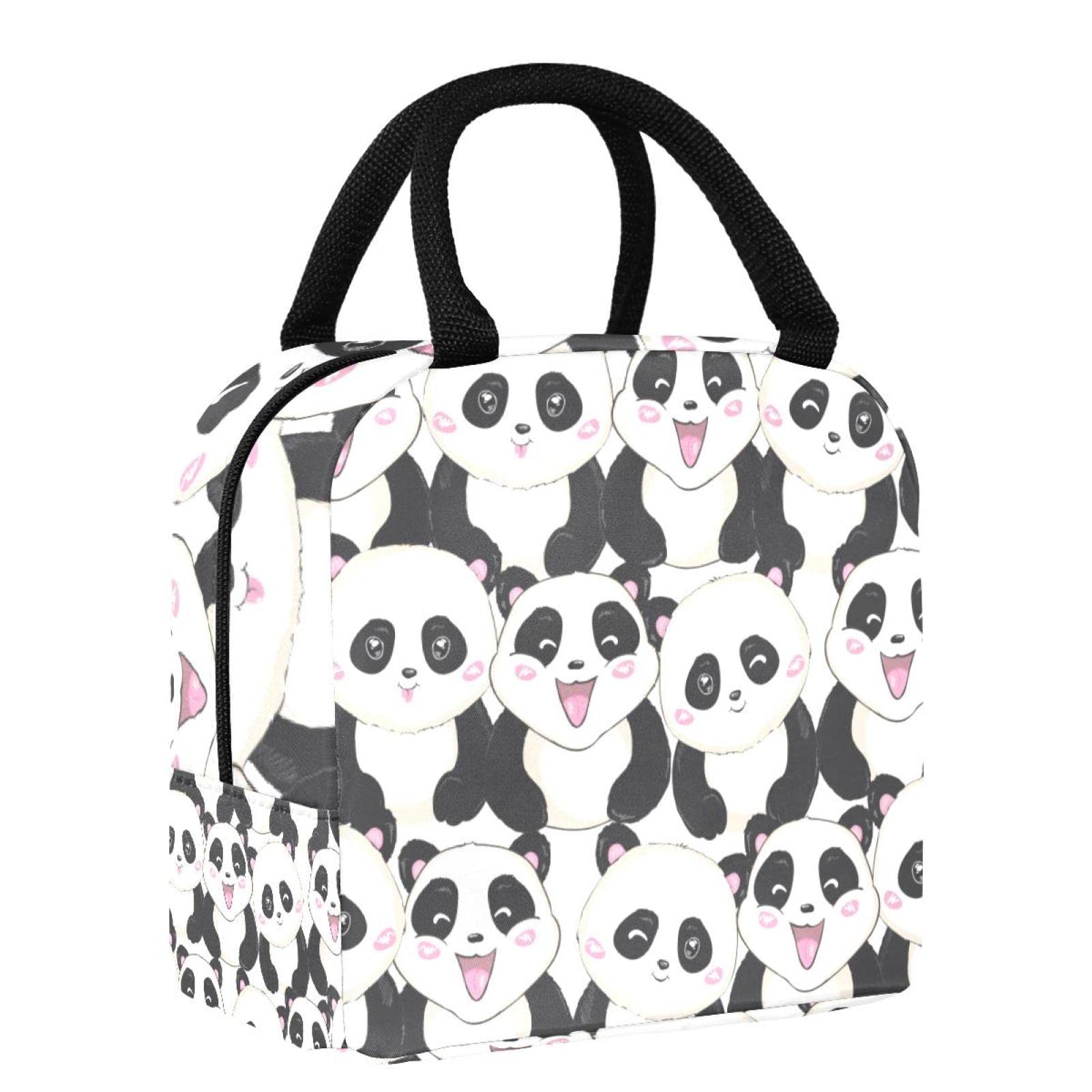 Borsa termica termica per il pranzo con motivo panda, per donne, ragazze, adulti, borsa per il pranzo, ideale per la scuola, l'ufficio all'aperto