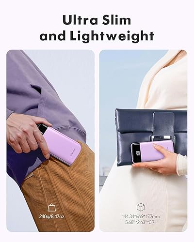 Miniatura 13 de charmast Cargador portátil con cables incorporados, banco de energía con cables, batería delgada de viaje de 10000 mAh, 6 salidas 3 entradas 3 A, C