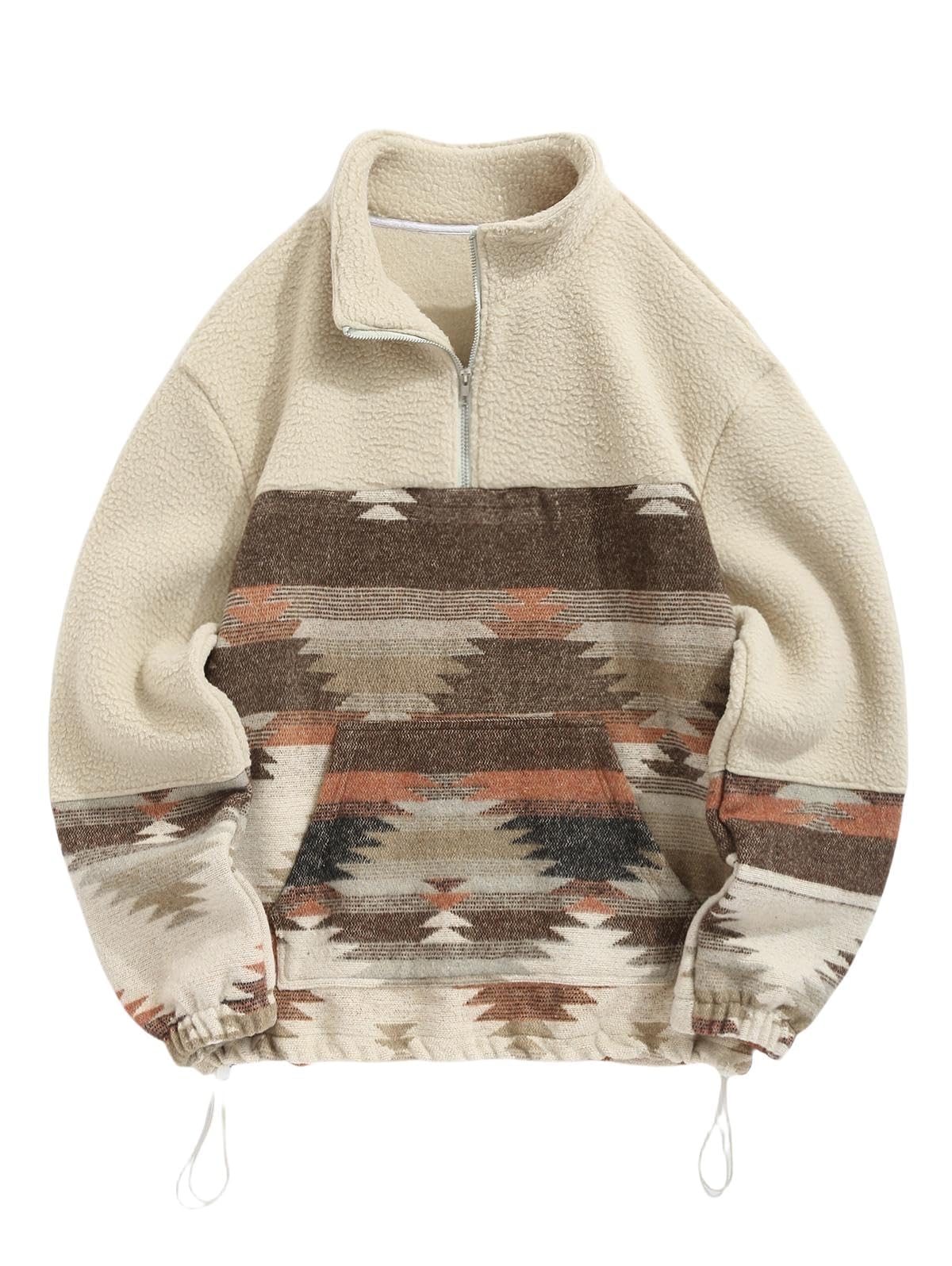 ZAFUL Men's Corduroy Sweatshirt Ribbed Long Sleeve Stand Collar Pullover Tops for Fall Winter 2-light Coffee Large