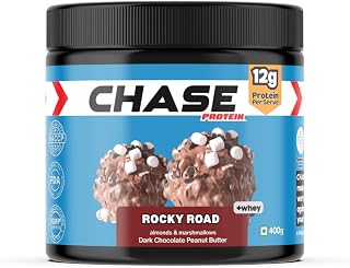 Chase Protein Peanut Butter Rocky Road | 12g Protein | Dark Chocolate with Almonds & Marshmallows | Added Whey | 400g Jar Price In India