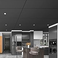 Vista 20 de Art3d 12-Pack Smooth Drop Ceiling Tile 2ft x 2ft - Fire-Rated, Waterproof, Reusable - Premium PVC, No Sag and Breakage - Cover 48 Sq. Ft, Black