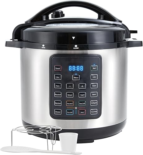 InfiniPower Olla de Presion eléctrica 16 en 1, 19 presets multicocción instantánea, olla antiadherente para arroz, saltear, pasta, yogur, 8 cuartos
