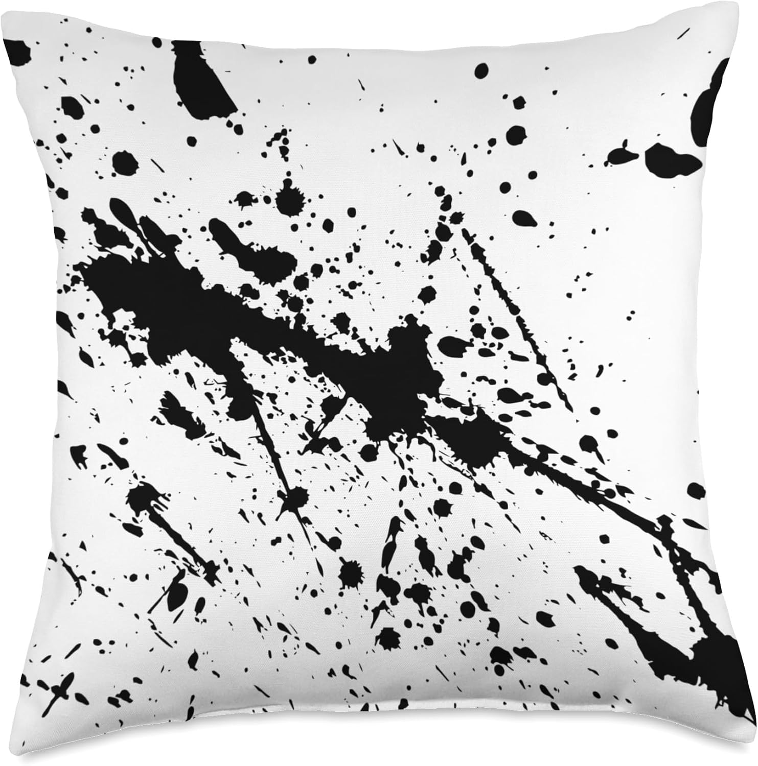 Black and White Paint Splatter Modern Art Throw Pillow