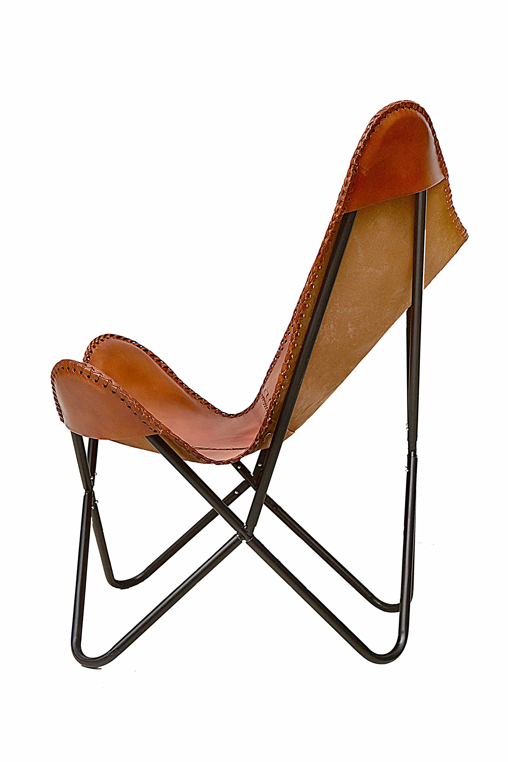 Buy Classy Handmade Leather Living Room ChairsButterfly Chair Tan Side