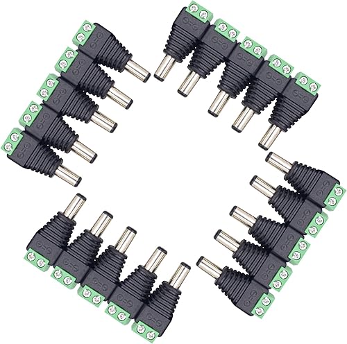 Miniatura 7 de CENTROPOWER 20 conectores de enchufe macho de CC de 12 V 5 A 0.083in x 0.217in, conector adaptador de corriente CC para tira de luz LED y cámara CCTV