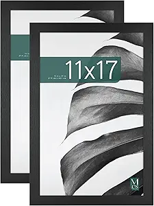 MCS Studio Gallery 11x17 Picture Frame Black Woodgrain, Rectangle Photo Frame for Photos, Posters & Art Prints (2-Pack)