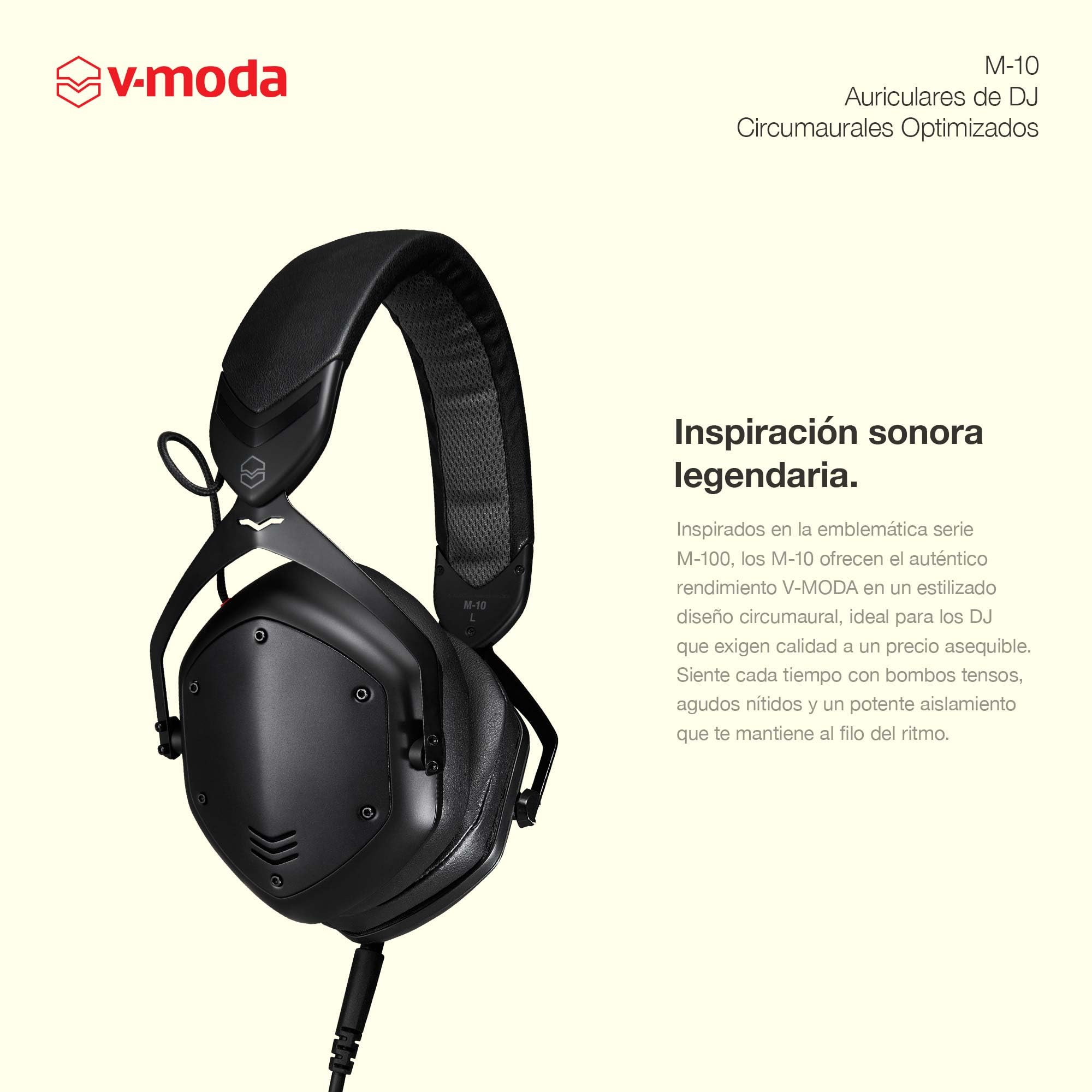 V-Moda M-10 | Auriculares de DJ circumaurales optimizados | Calibrados para DJ y música rítmica | Graves Profundos con claridad en Agudos