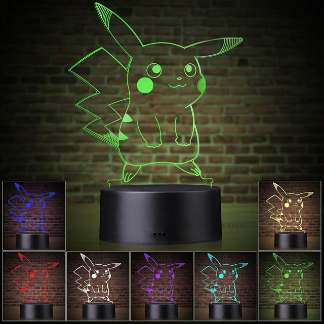 3D Illusion LED Night Light,7 Colors Gradual Changing Touch Switch USB Table Lamp for Holiday Gifts or Home Decorations (Black)