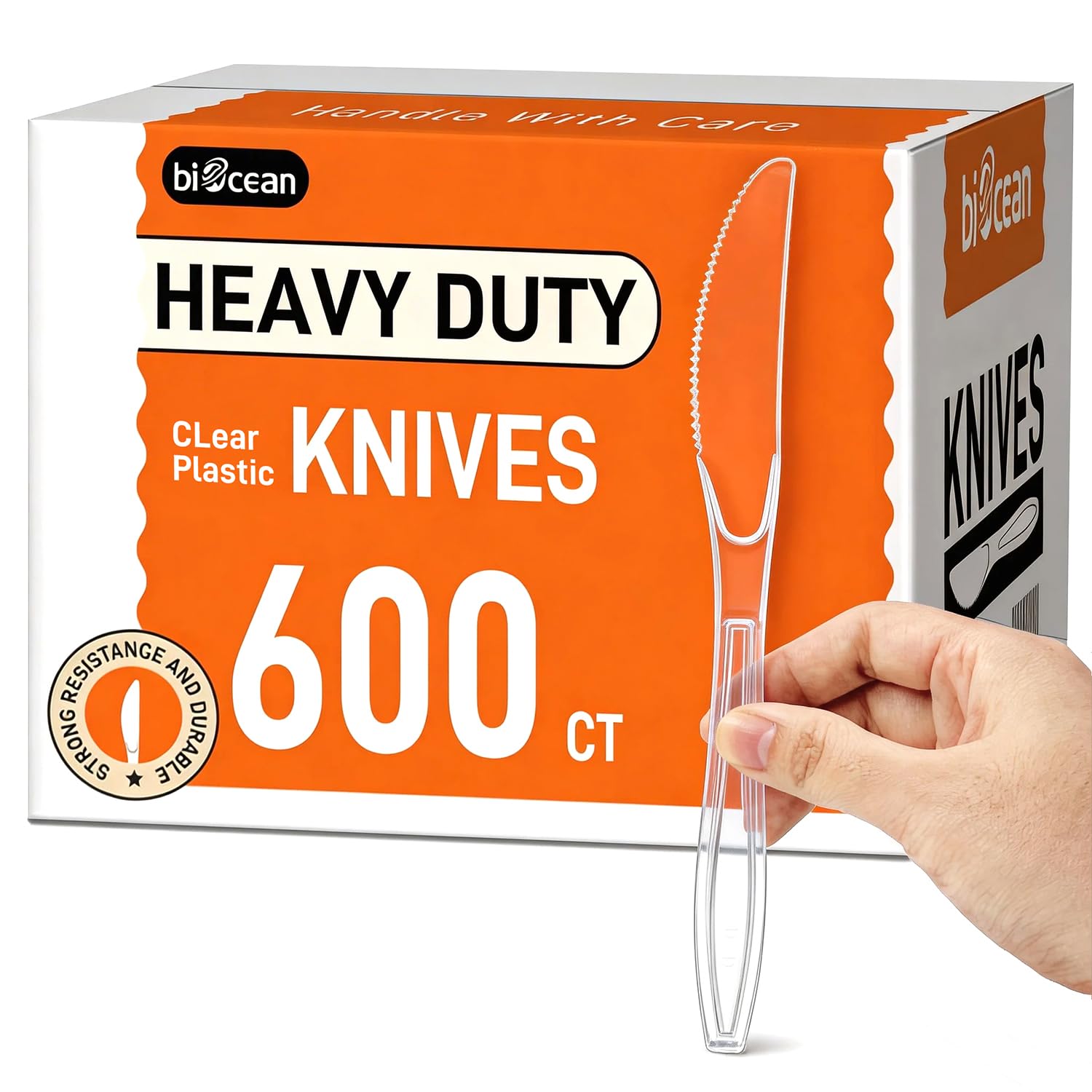 600 Count Extra Heavy Duty Plastic Knives Clear Disposable Knives Bulk