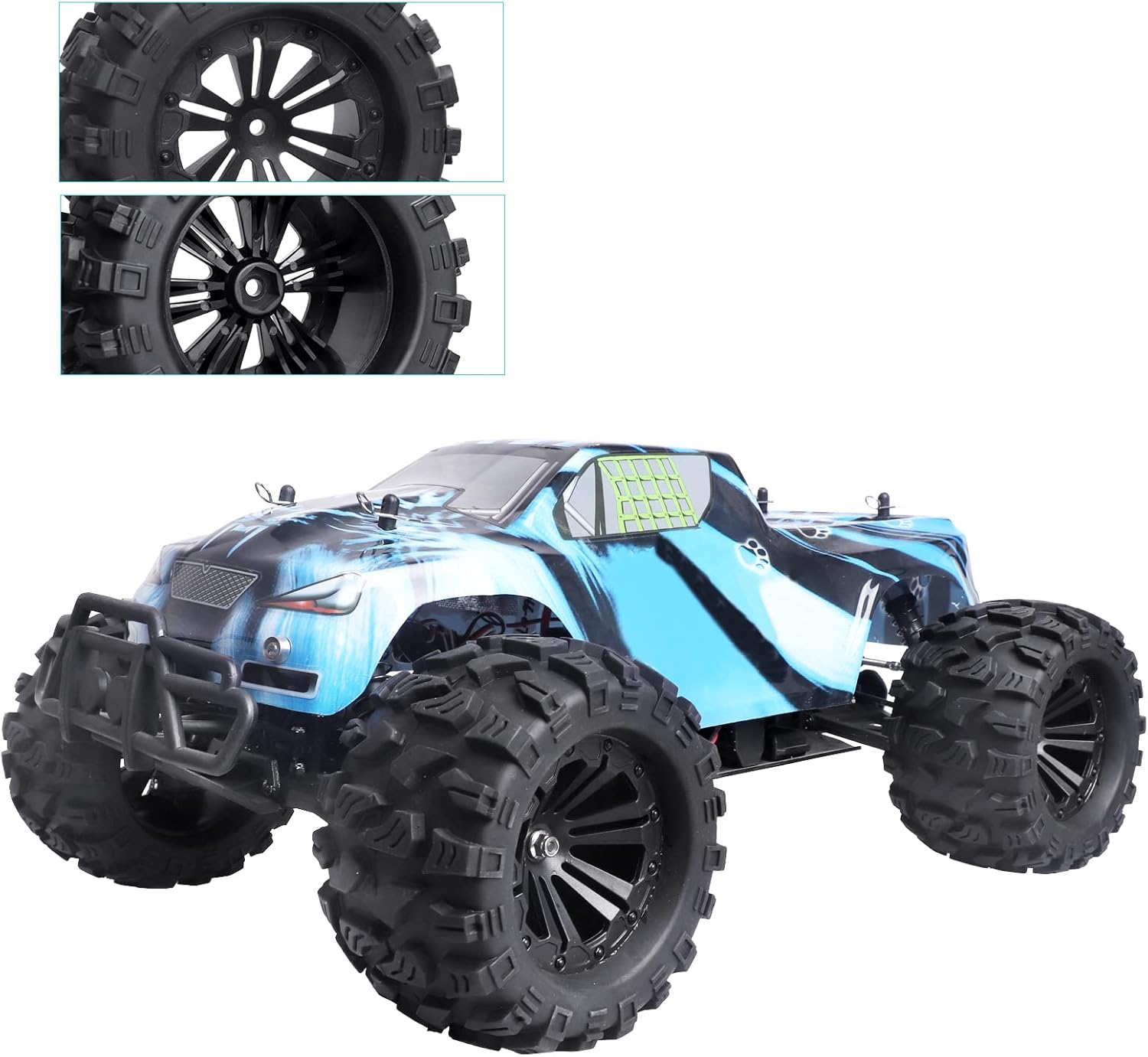 HobbyPark Pre-Glued 2.8" 12mm Hex 1/10 Scale RC Truck Tires and Wheels for Brushless Traxxas Rustler 4x4 VXL Stampede 4x4 2WD Redcat Volcano EPX Pro S30 Blackout XTE Pro(4-Pack)