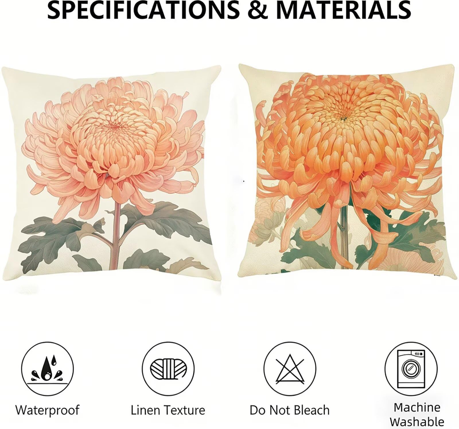Generisch Outdoor Kissen Wetterfest 65x65cm Blume Dekokissen Kissenbezüge Botanischer Kissenhülle Sommer Sofakissen für Wohnzimmer Schlafzimmer Garten Dekorative 2er Set. P-1065