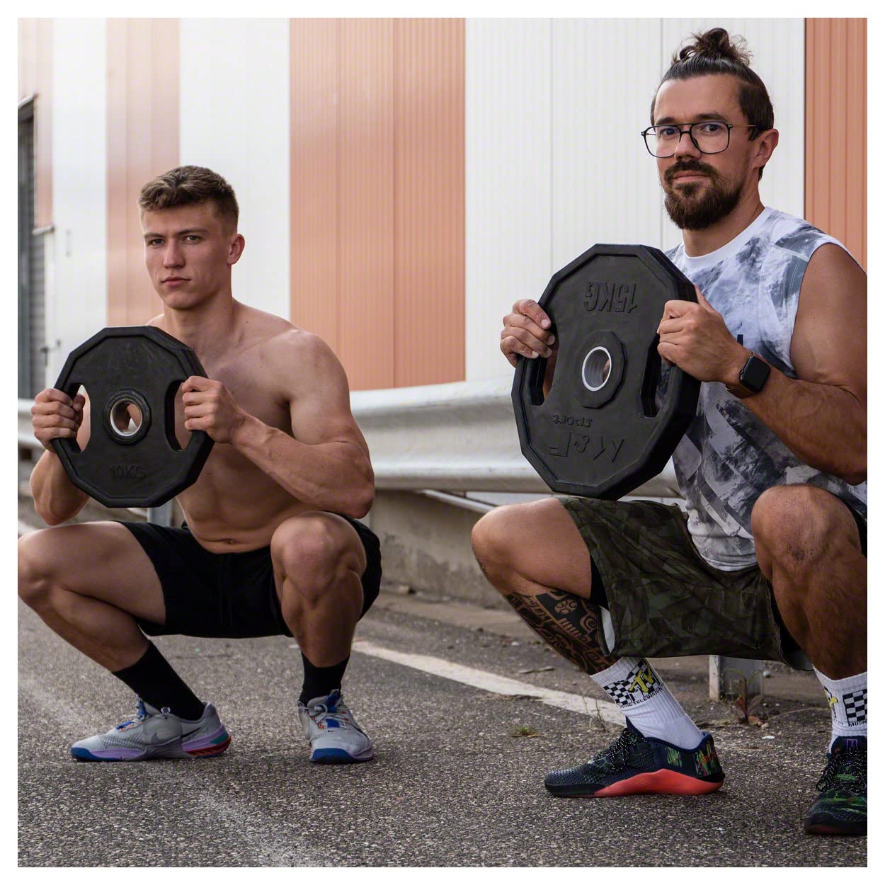 Sport-Tec Olympia Hantelscheibe mit Gummiüberzug und Griff, Krafttraining, Fitness, Bodybuilding, Kraftsport, Muskelaufbau, Powerlifting, 1,25 kg, 2,5 kg, 5 kg, 10 kg, 15kg, 20 kg, 25 kg/Stück