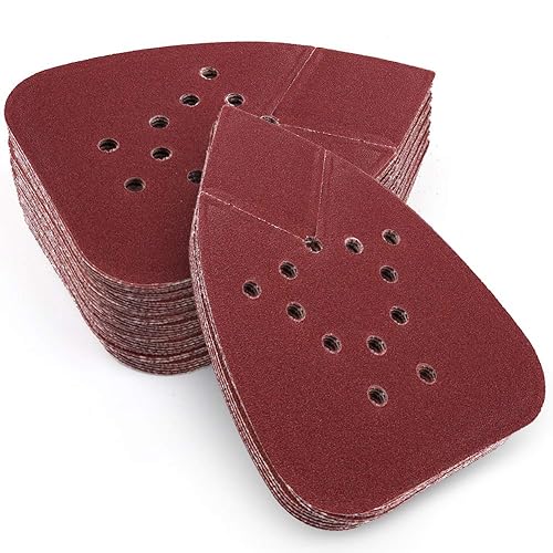 Miniatura 27 de Hojas de lijado de grano 120 para lijadoras de ratón Black and Decker, 50 piezas de papel de lija de 12 agujeros con gancho y bucle, papel de lija