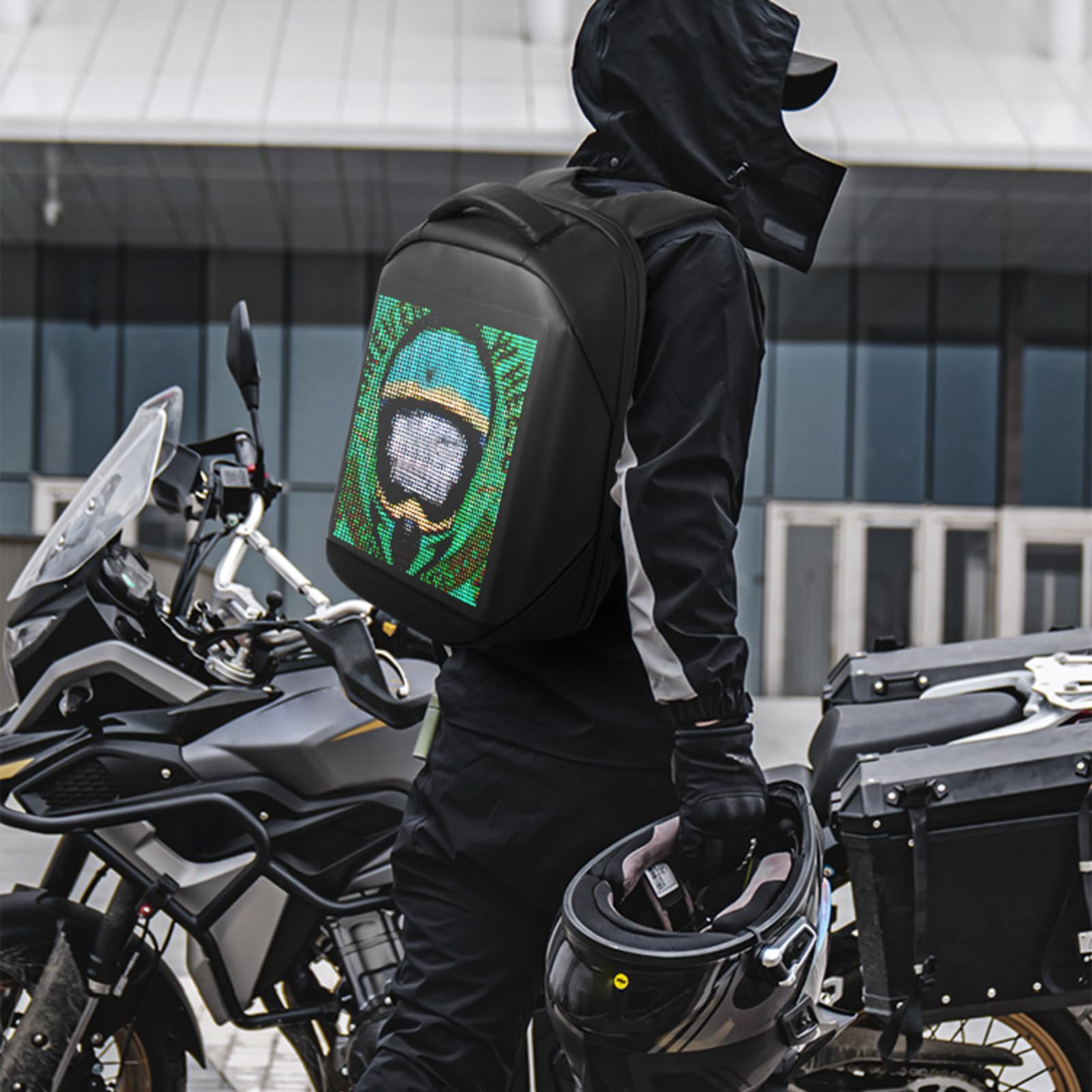 Luocute LED -Rucksack, LED -Motorrad -Rucksack -Rucksack -LED -Werbe -Rucksack -App -Steuer -Rucksack mit Programmierbarem Bildschirm Outdoor Travel