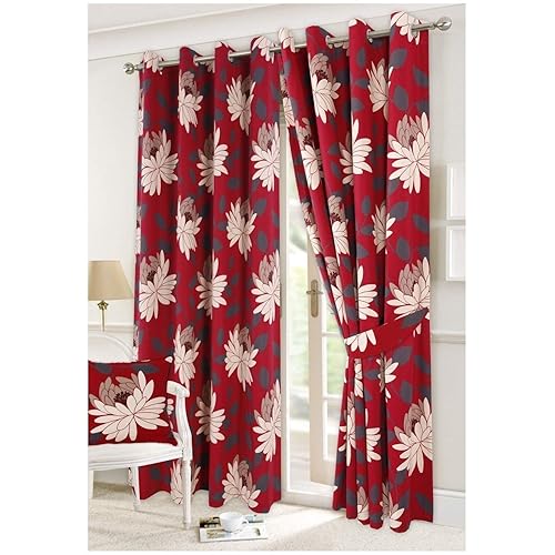 Red Flower Curtains Amazon Co Uk