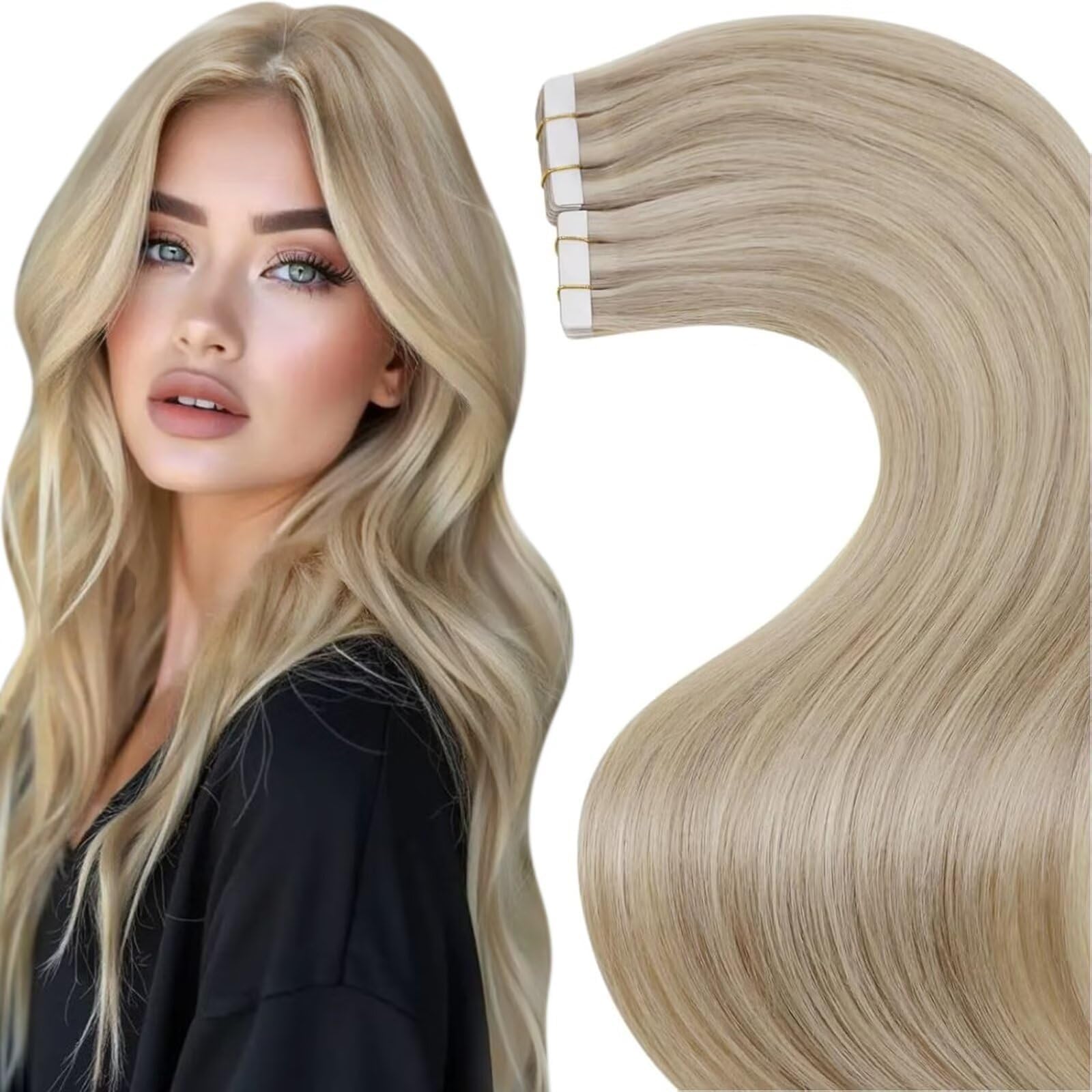LaaVoo Tape in Extensions Echthaar Remy Haarverlängerung Echthaar Extensions Tapes