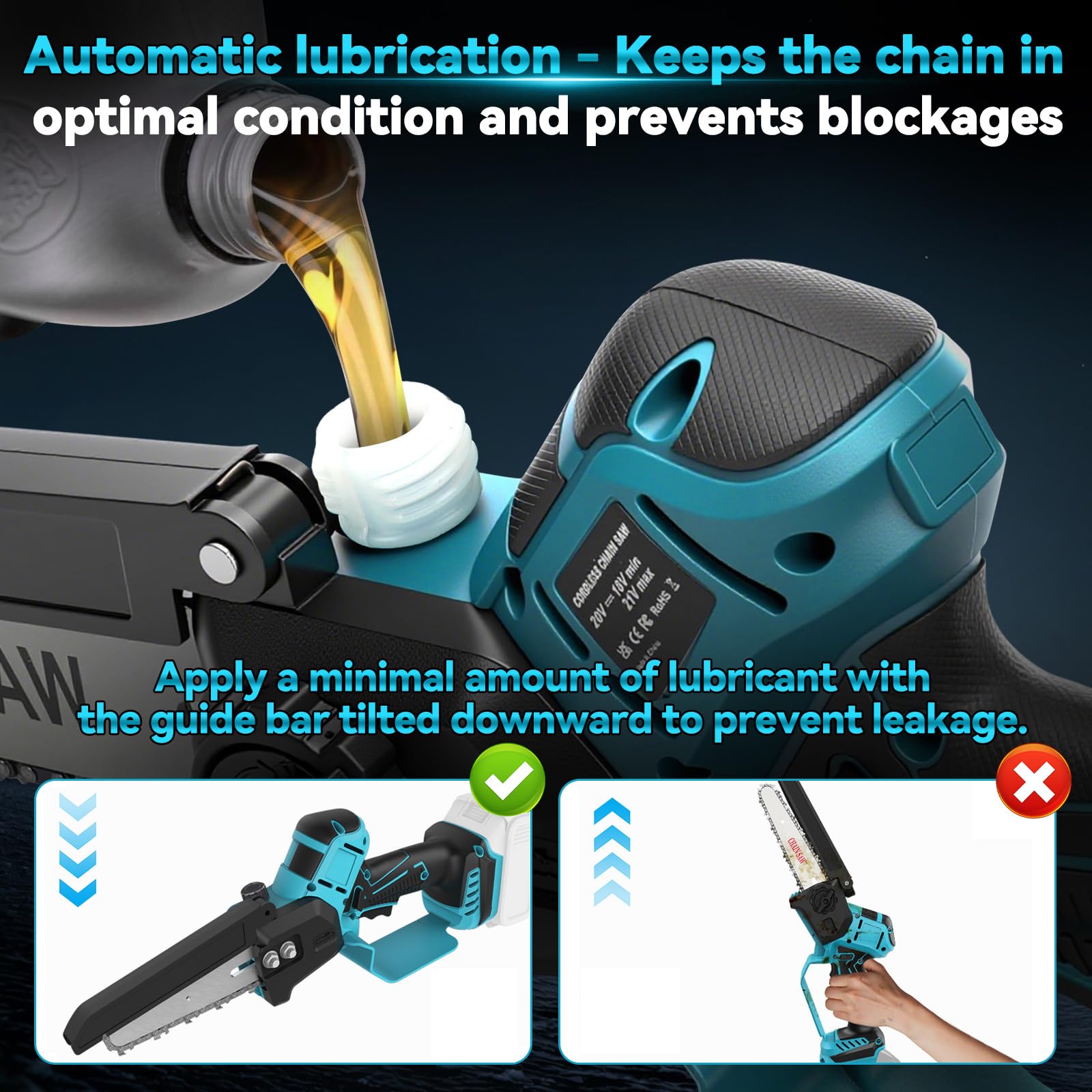2-en-1 8 Pulgadas Mini Motosierra telescopico a bateria de Pértiga Inalámbrica para Makita 18 V (sin baterías), sierra sin Escobillas con telescópica para Exterior, Extensible hasta 4,5 m | (sin baterías) 2-en-1 de Pértiga Inalámbrica sierra sin Escobilla