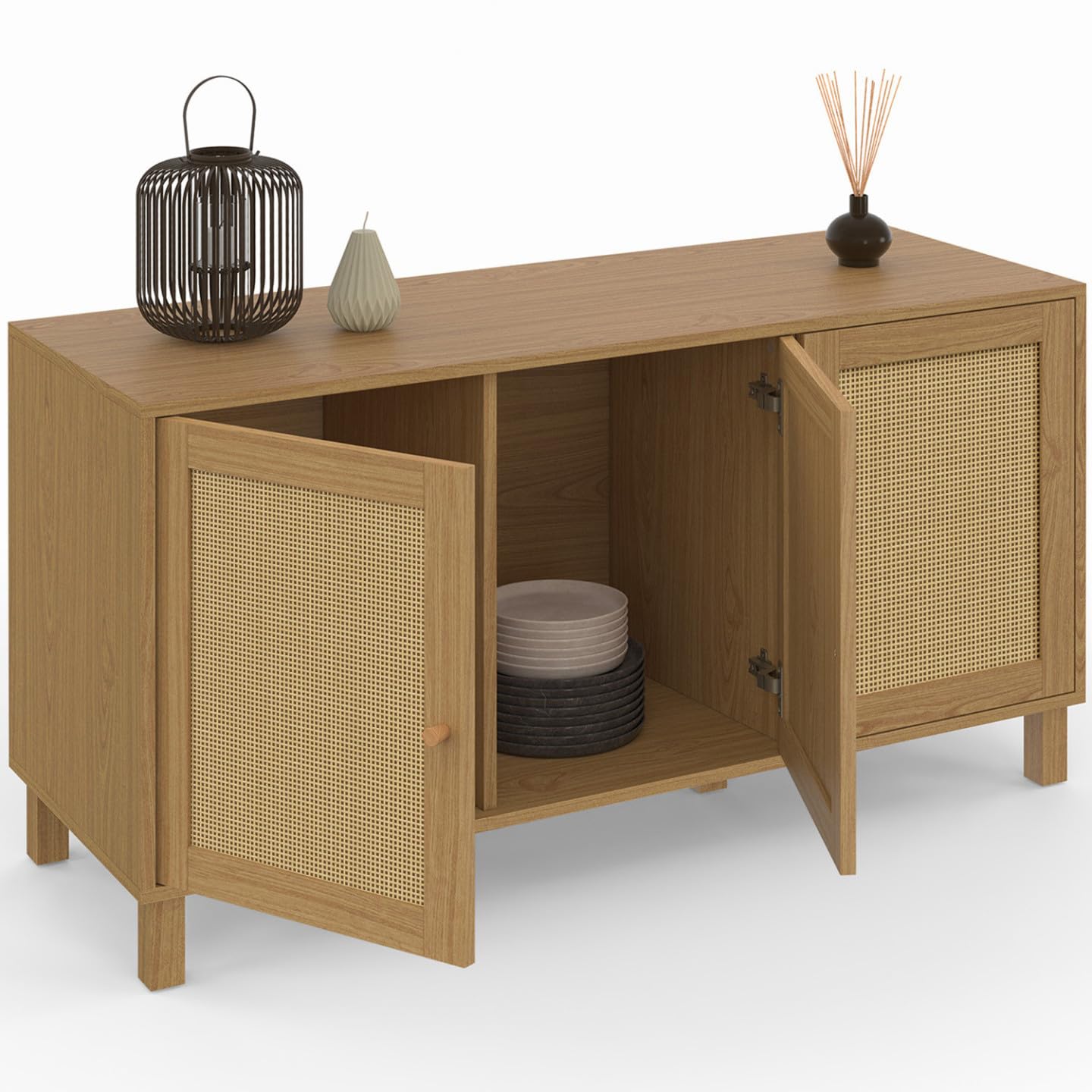 IDMarket Aparador vintage Hanae — 3 puertas, efecto natural