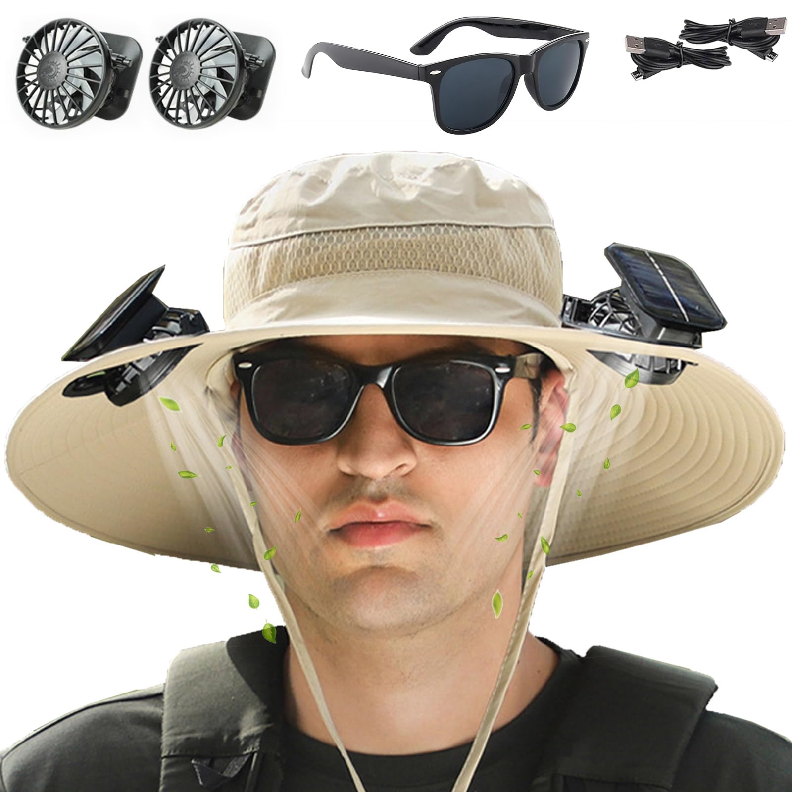 Fishing Hats with Sunglasses and Solar Fan