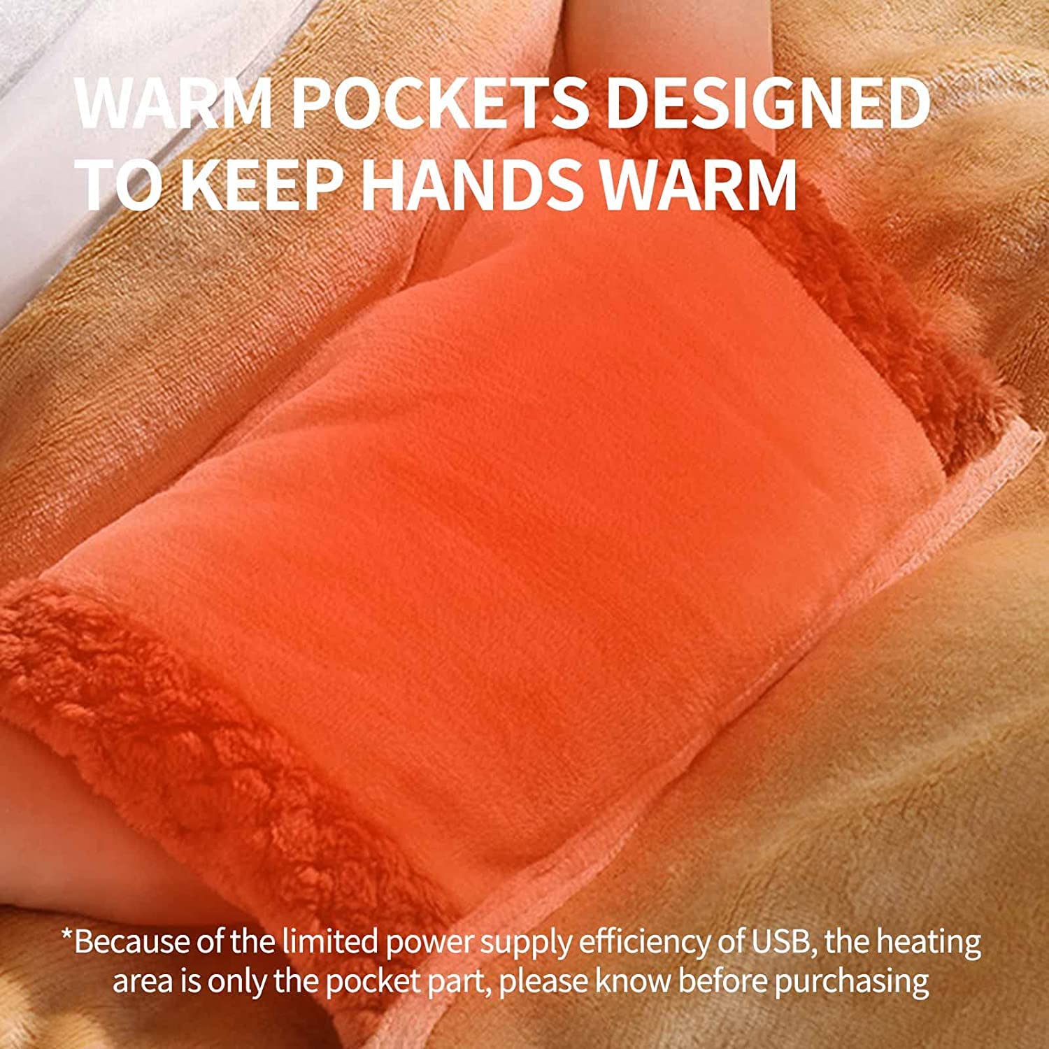 Scialle riscaldata con USB, coperta riscaldata e riscaldata, coperta elettrica in flanella, riscaldata e lavabile, per viaggi, ufficio, casa, all'aperto e veicolo, 60 x 80 cm.
