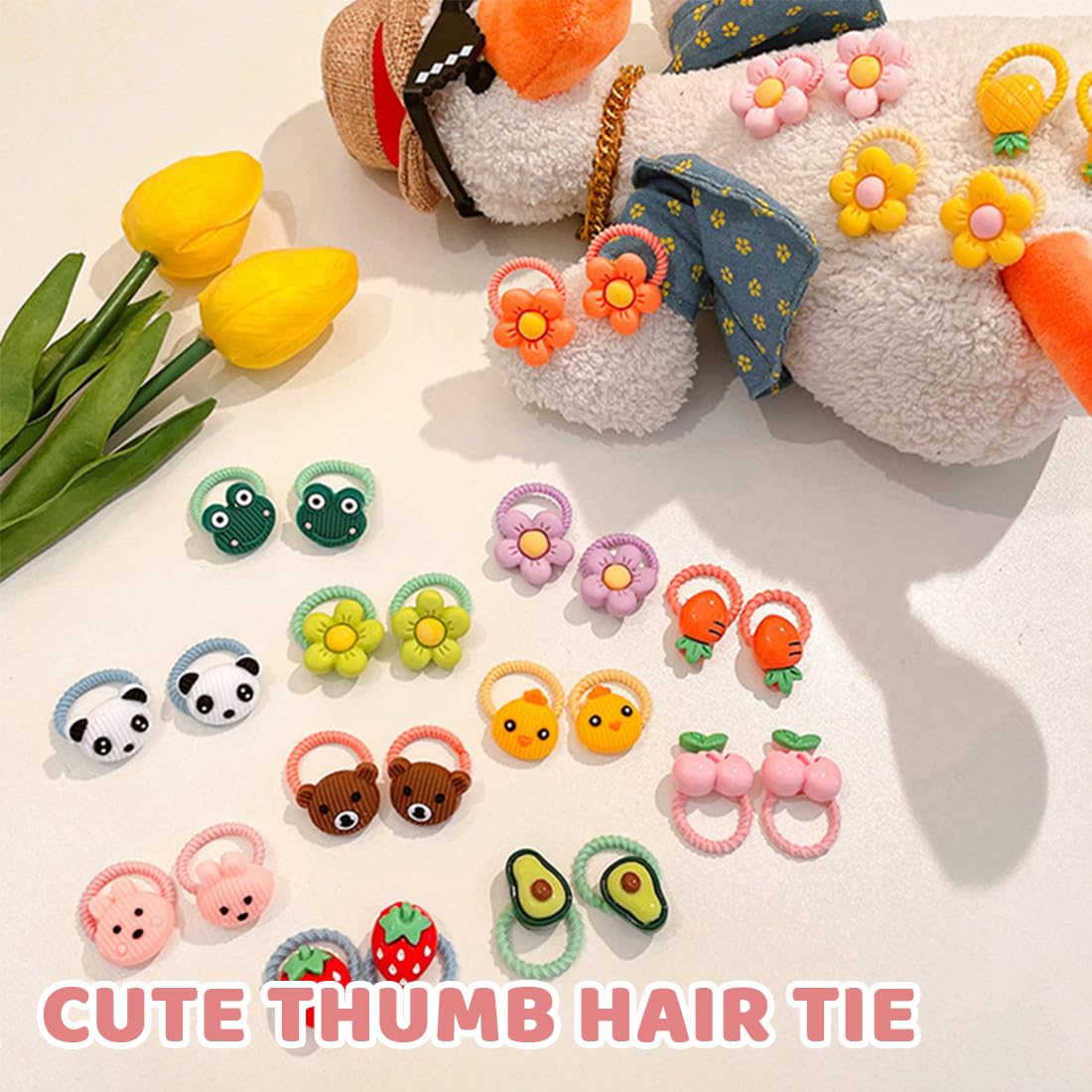 30 Pièces Élastiques Cheveux Fille, Élastiques Cheveux Bébé, Chouchous Cheveux Fille, Petits Élastiques Cheveux, Pour Petits Enfants et Bébés (Fruits, Animaux, Fleurs)