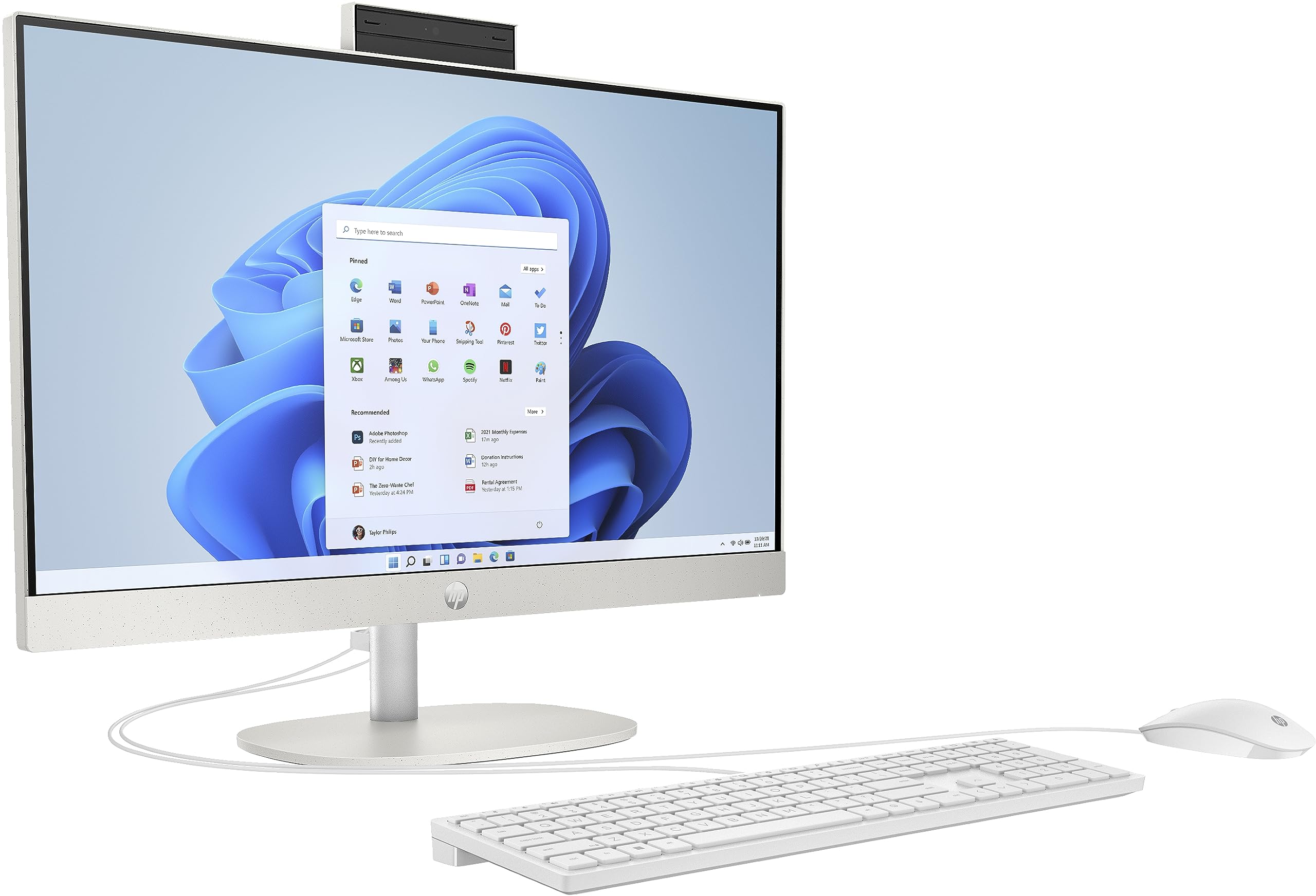 HP 27-cr0007sl All-in-One, Desktop, AMD RYZEN 7 7730U, 16 GB RAM DDR4, 512 GB SSD NVMe, AMD Radeon integriert, 27 Zoll FHD IPS, integriertes Audio mit 2 W, Webcam, Windows 11, kein Touch, Weiß
