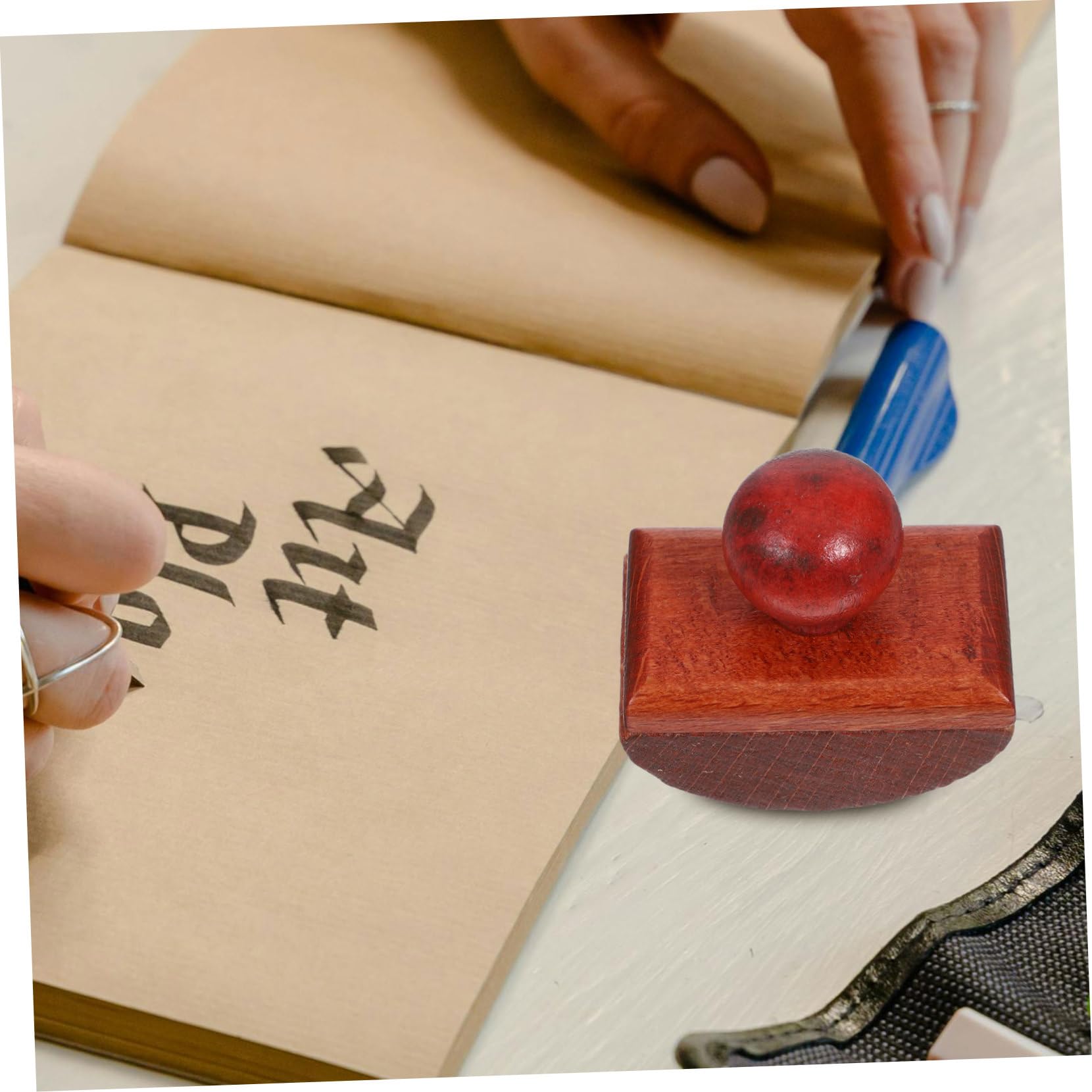 VILLCASE 2 Pièces Stylo buvard Decoration en Bois décoration en Bois absorbeur de Stylo Plume Remplissage d'encre à Bille encrer Tampon d'encre à séchage Rapide buvard à Bascule