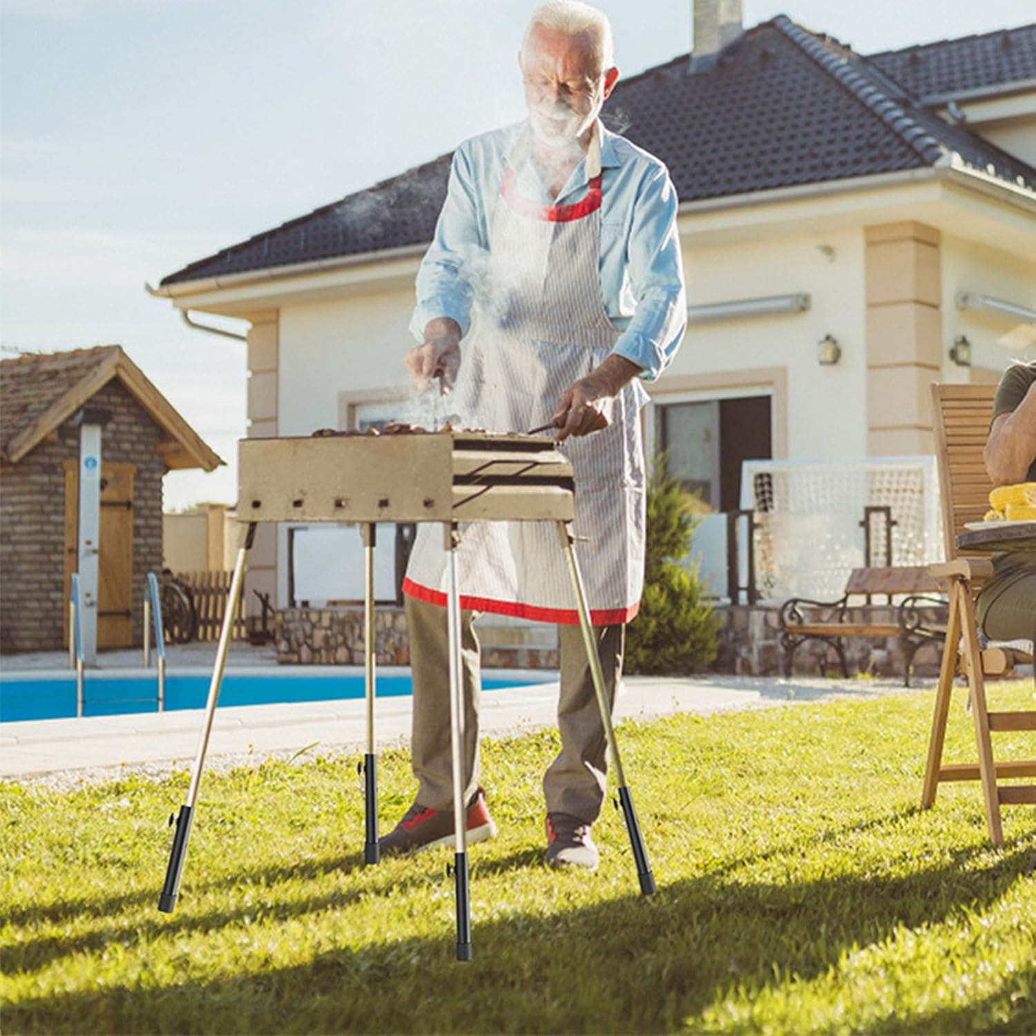 Stainless Steel 4Pcs Folding Table Risers, Counter Height Leg Extensions - Versatile Table Lifters for Increased Height (Type B 7.8in(20cm))