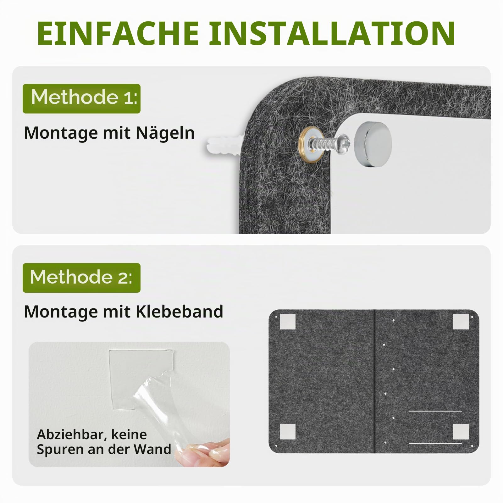 DOLLAR BOSS 3-in-1 faltbare Pinnwand aus Filz, 61 x 40,6 cm, horizontal, Grau | Korktafel, magnetisches Whiteboard mit Acrylregalen, für Zuhause, Büro, Wohnheim, Raumdekoration, mit Pin-Magneten