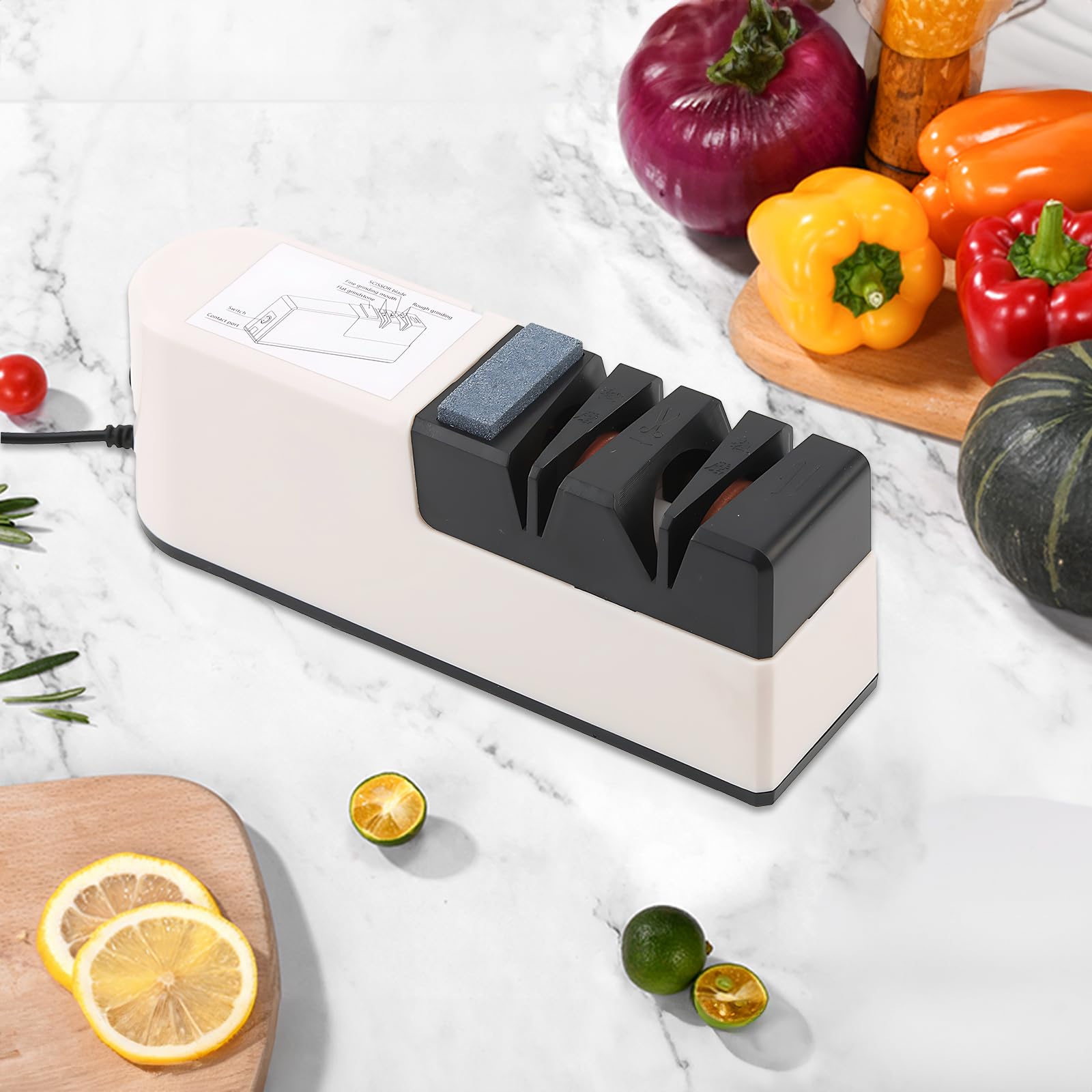 Aiguiseur de couteaux électrique 2 étapes Aiguiseur de couteaux électrique Aiguiseur de couteaux ergonomique Diamant professionnel pour un aiguisage fin et céramique spéciale pour un aiguisage précis