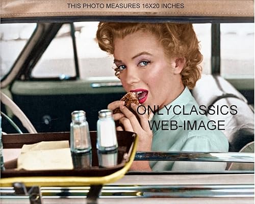 OnlyClassics 1952 SEXY BLONDE Norma Jean DRIVE-IN CADILLAC AUTO CANDID 16x20 Color PHOTO PINUP