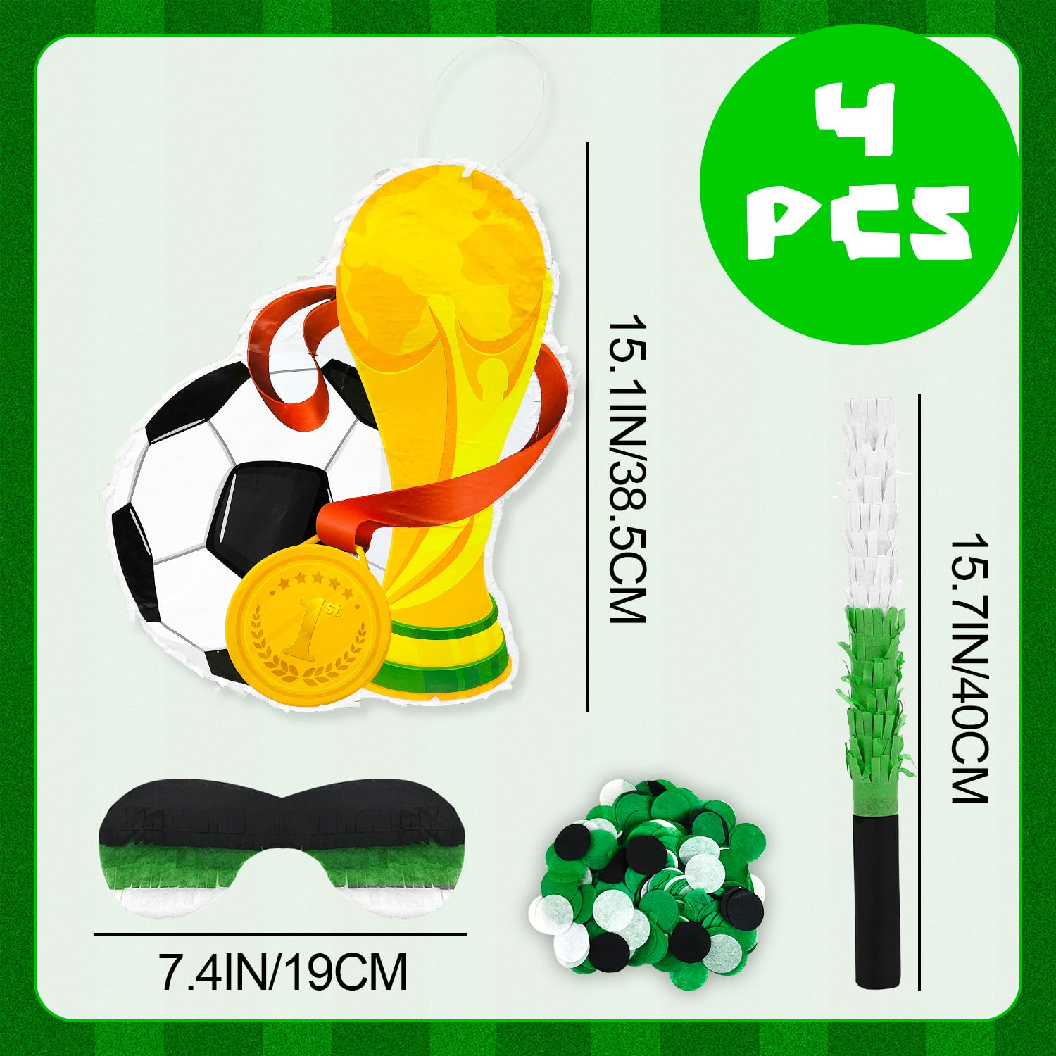 Piñata De Fútbol Con Palo Y Venda, Set De 3 Piezas Para Fiesta De Cumpleaños, Marca Fax Potato