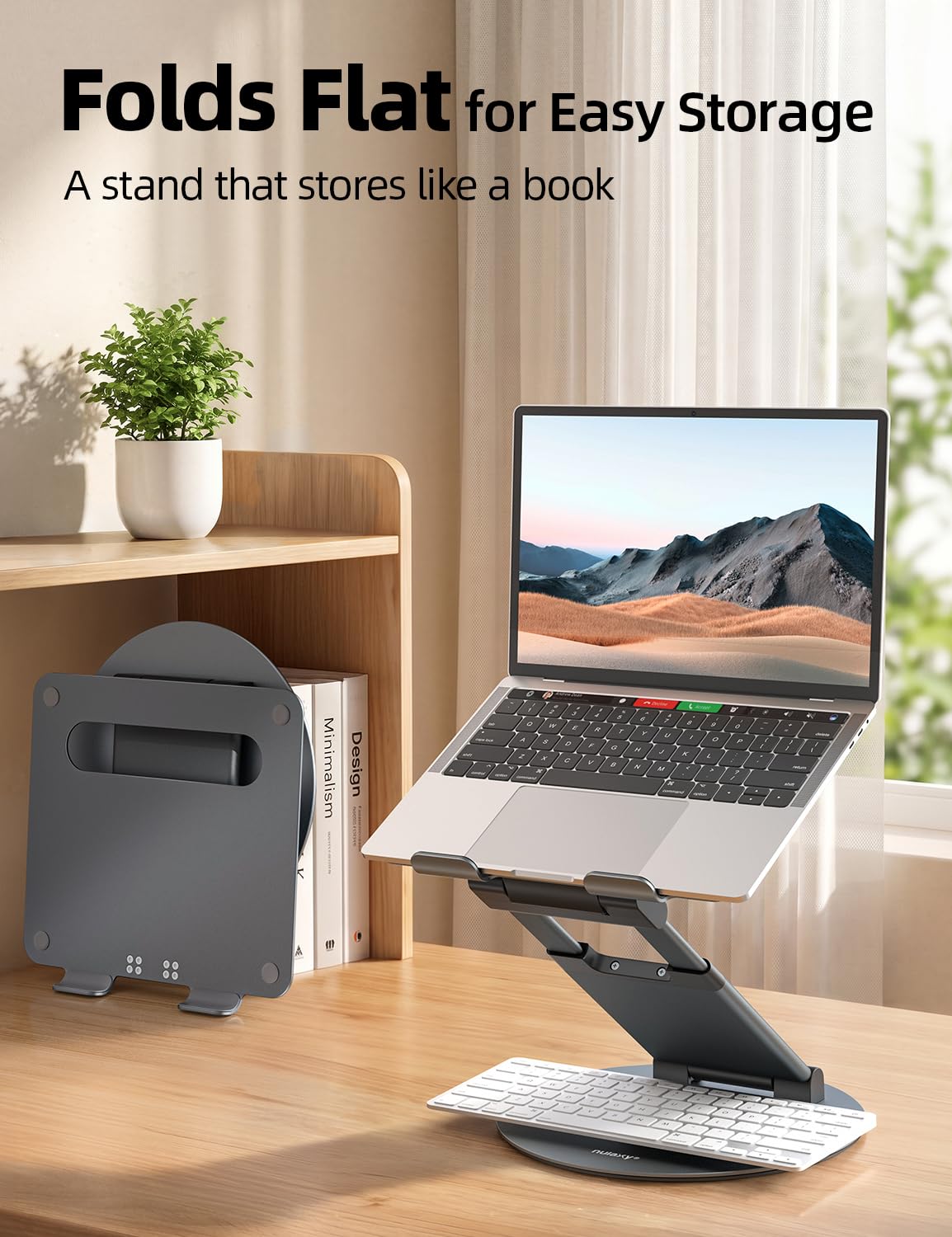 NULAXY Ausziehbare Laptop Ständer mit 360 Drehbarer Basis, Ergonomischer Laptopständer Höhenverstellbar bis 20", Notebook Halterung für Schreibtisch kompatibel mit Allen MacBook Laptops 10"-17", Grau