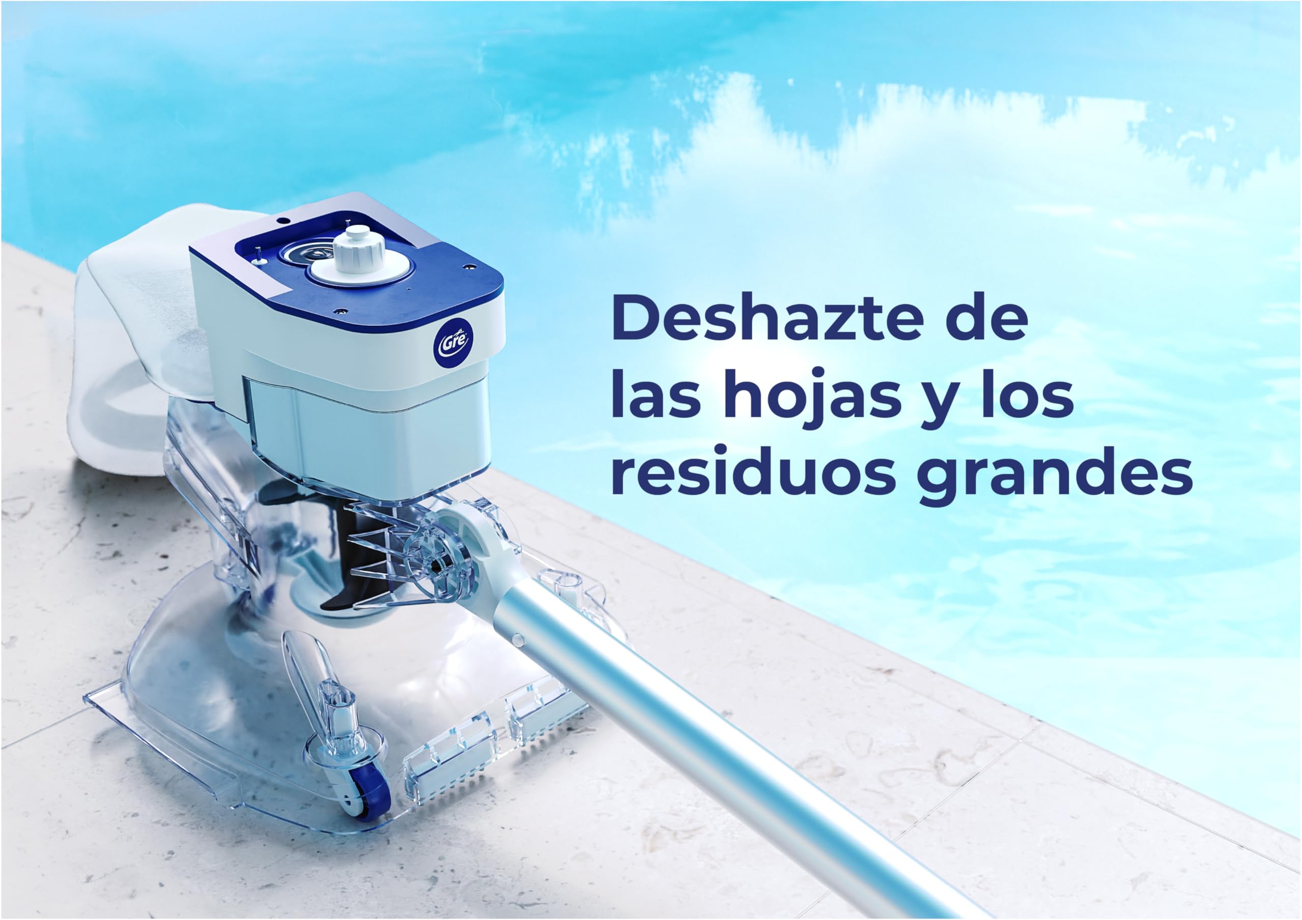Leaf Eater, Limpiafondos de batería sin Cables, para Piscinas elevadas y enterradas, con Filtro Extragrande 6L - Gre LE75