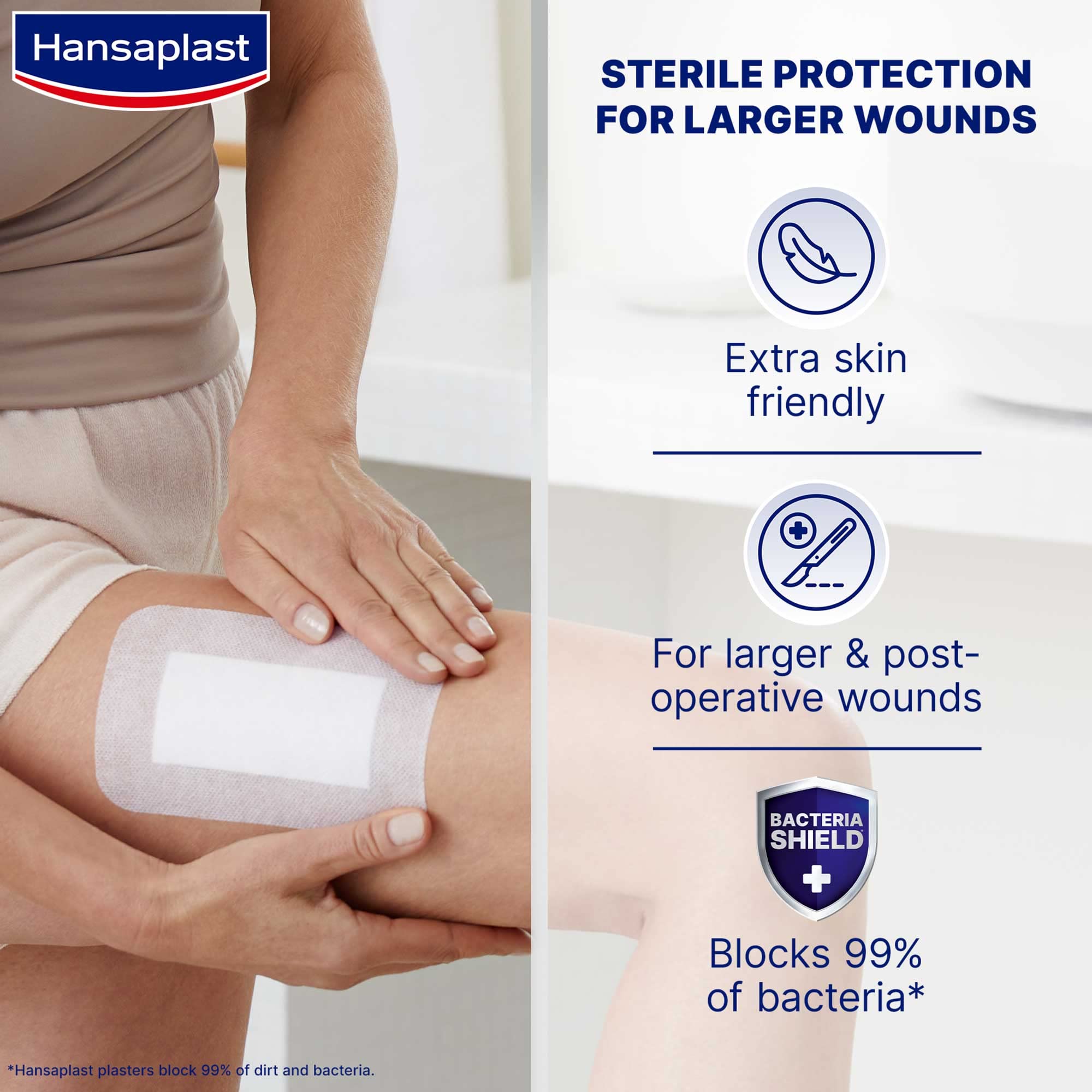 Hansaplast Sensitive XL 3XL Plasters 5 Strips – Extra-Large Gentle Adhesive Bandages for Sensitive Skin – Pain-Free Removal & Breathable Cover for Bigger Wounds