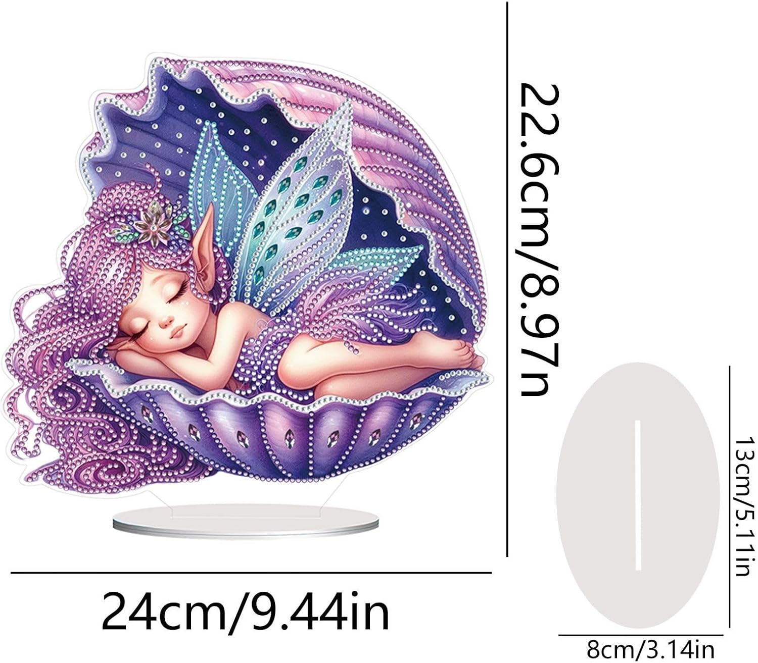 yzARTche 5D Diamond Art Painting Kits Fairy, DIY Diamond Art Painting Shell Sleeping Fairy Ornament Tabletop Home Office Decor Box Package-4PCS-C