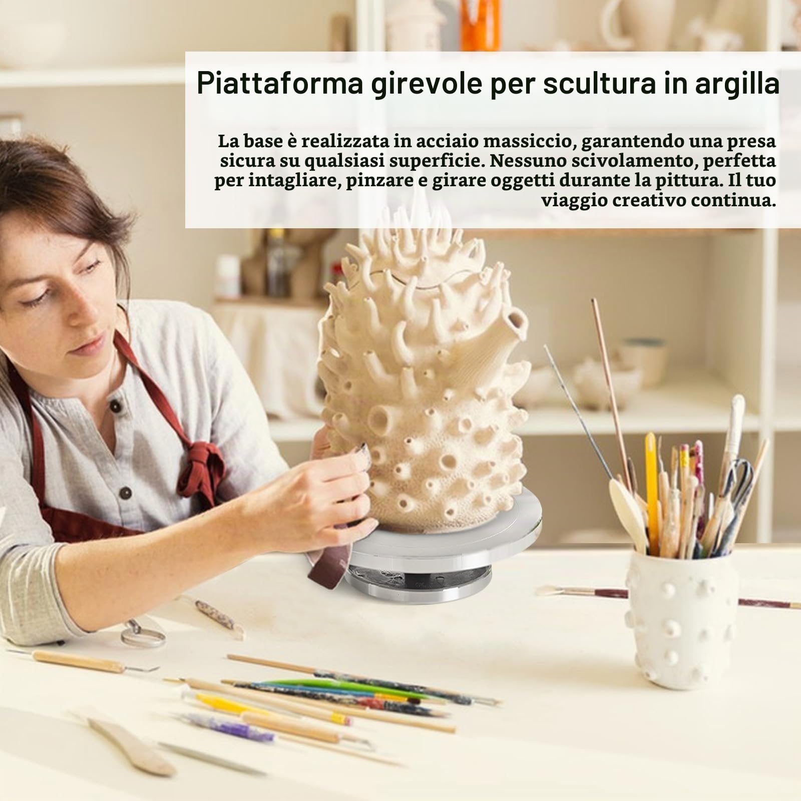 Tornio per Ceramica, 30cm Giradischi per Argilla Artigianale in Alluminio Strumenti Fai da Te Per Argilla Giradischi in Ceramica per Torte A Doppia Faccia Per Modelli di Sculture Decorazione di Torte