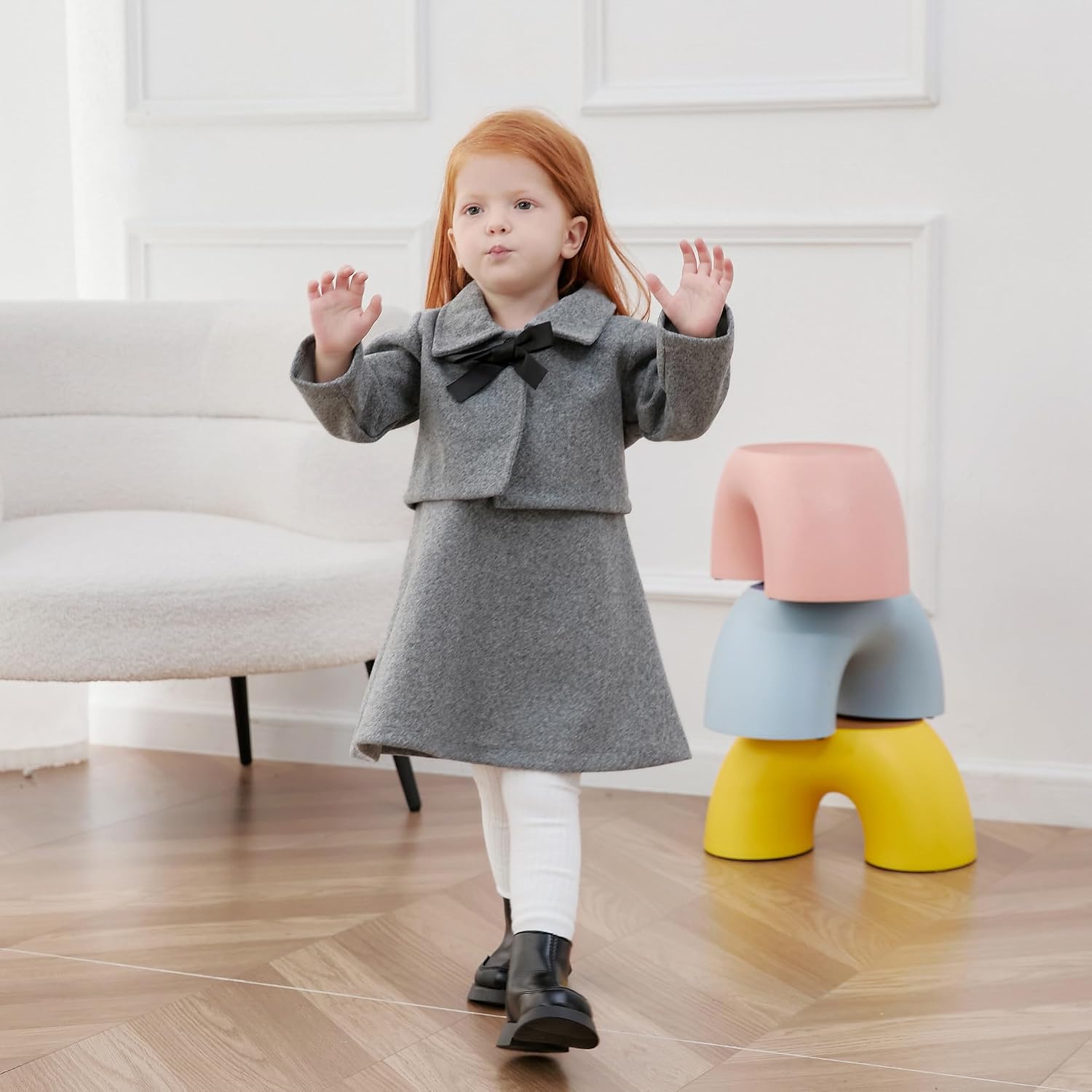 Toddler Baby Girl Dress Coat Long Sleeve Solid Color Buttons Jacket Coat Fall Winter Outfit
