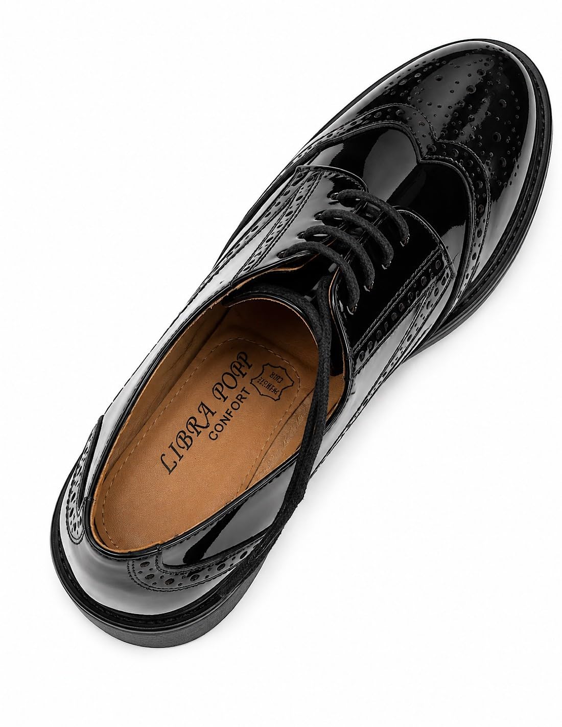 Derbies Vernies Elegante Donna Suola Pelle Tacco Quadrato