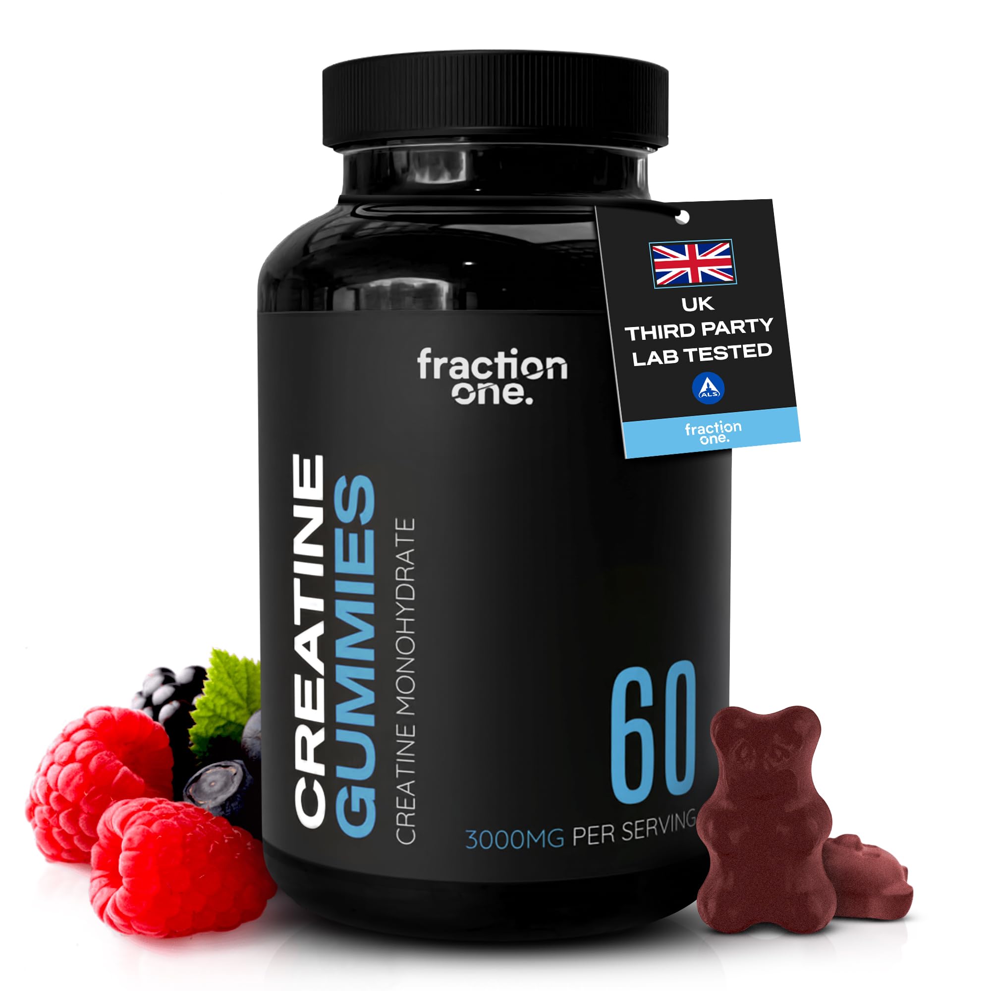 Creatine Monohydrate 60 Gummies – Lab Verified, UK 3rd Party Tested, 30 Days Supply - 3000mg per Serving, Pre-Workout Support, Muscle Recovery, Sugar-Free, Gym Supplement for Men/Women